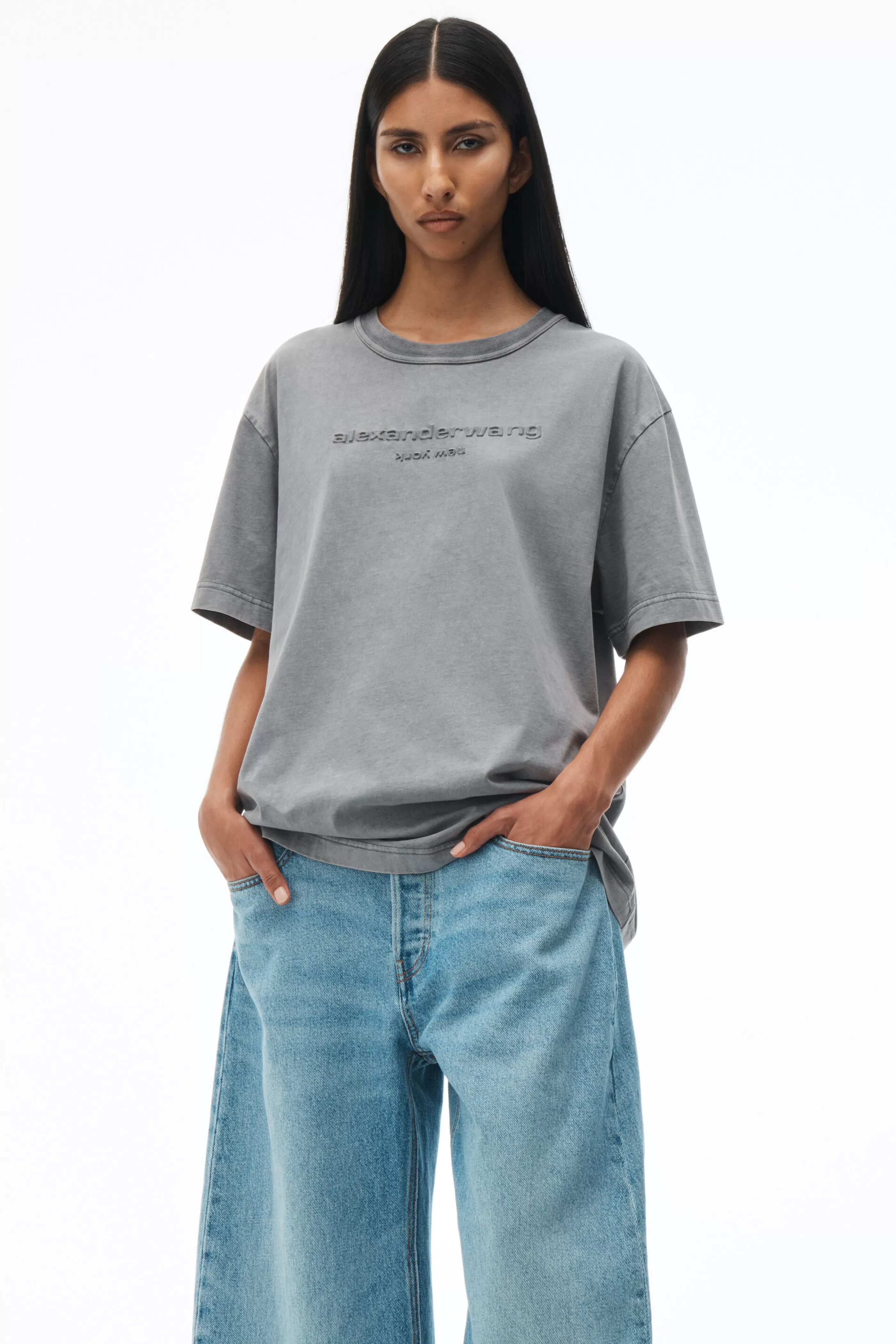 Women Alexander Wang Alexanderwang Acid Wash Tee In Cotton Jersey