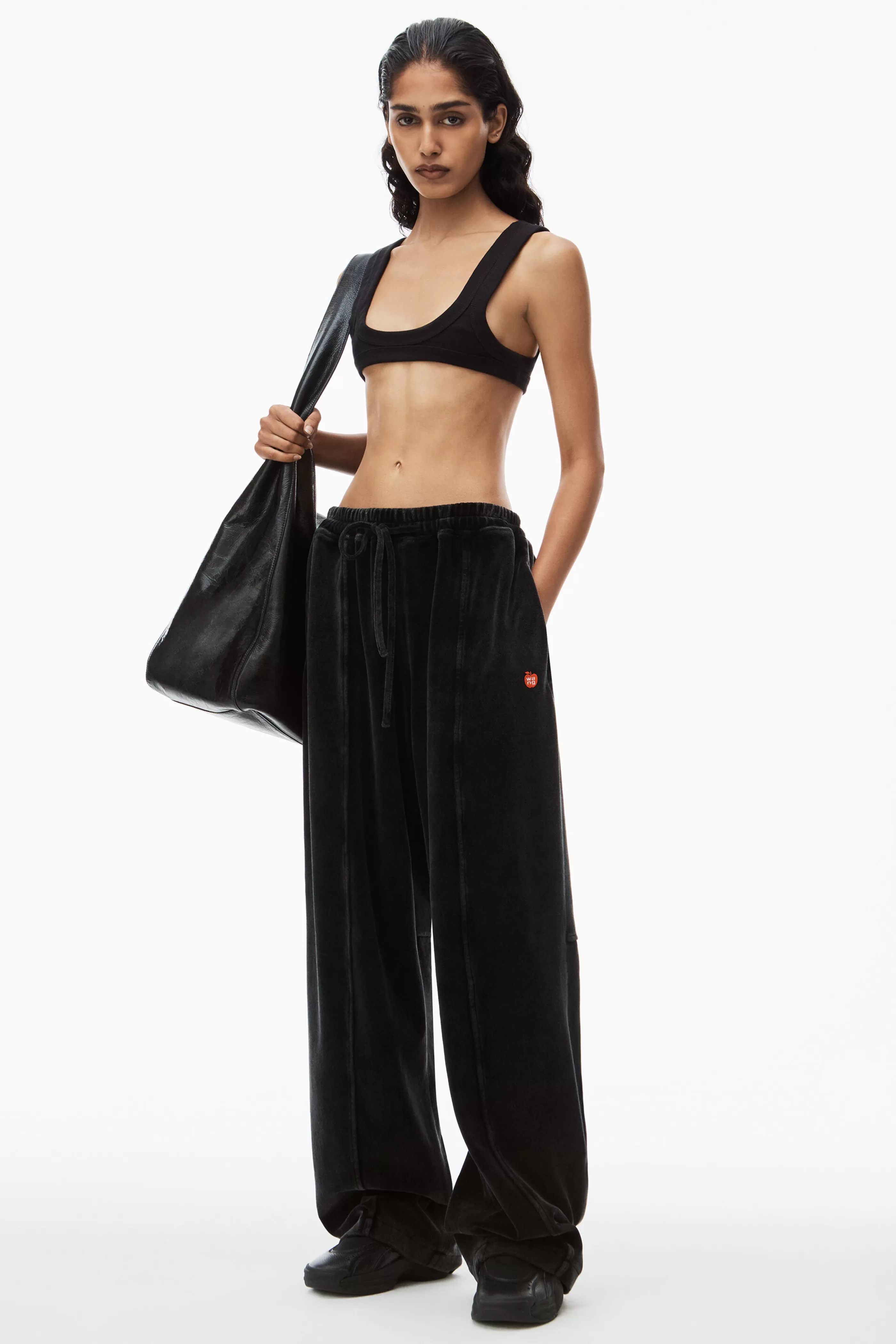 Women Alexander Wang Alexanderwang Apple Logo Track Pant In Velour