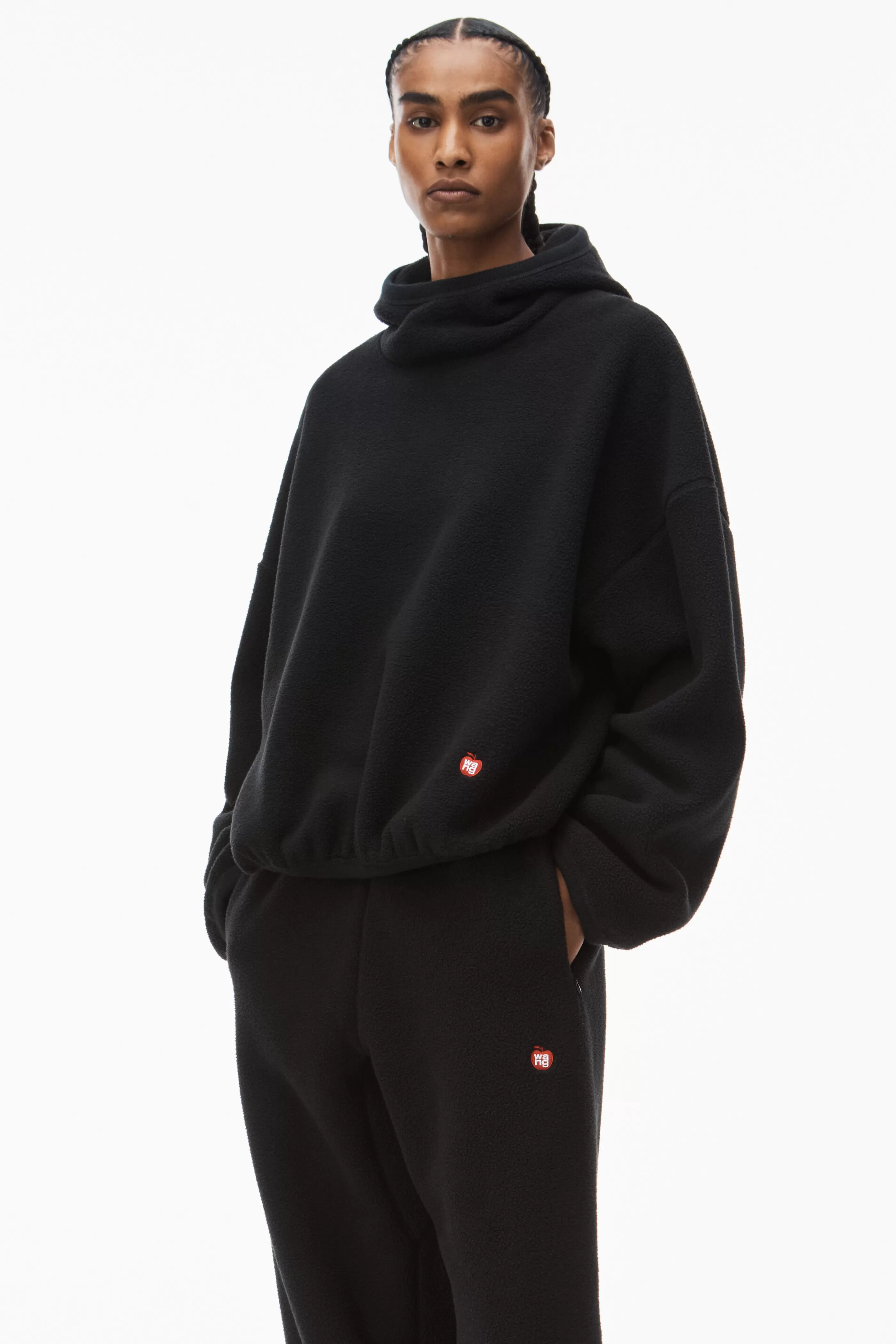 Women Alexander Wang Alexanderwang Balaclava Hoodie In Teddy Fleece