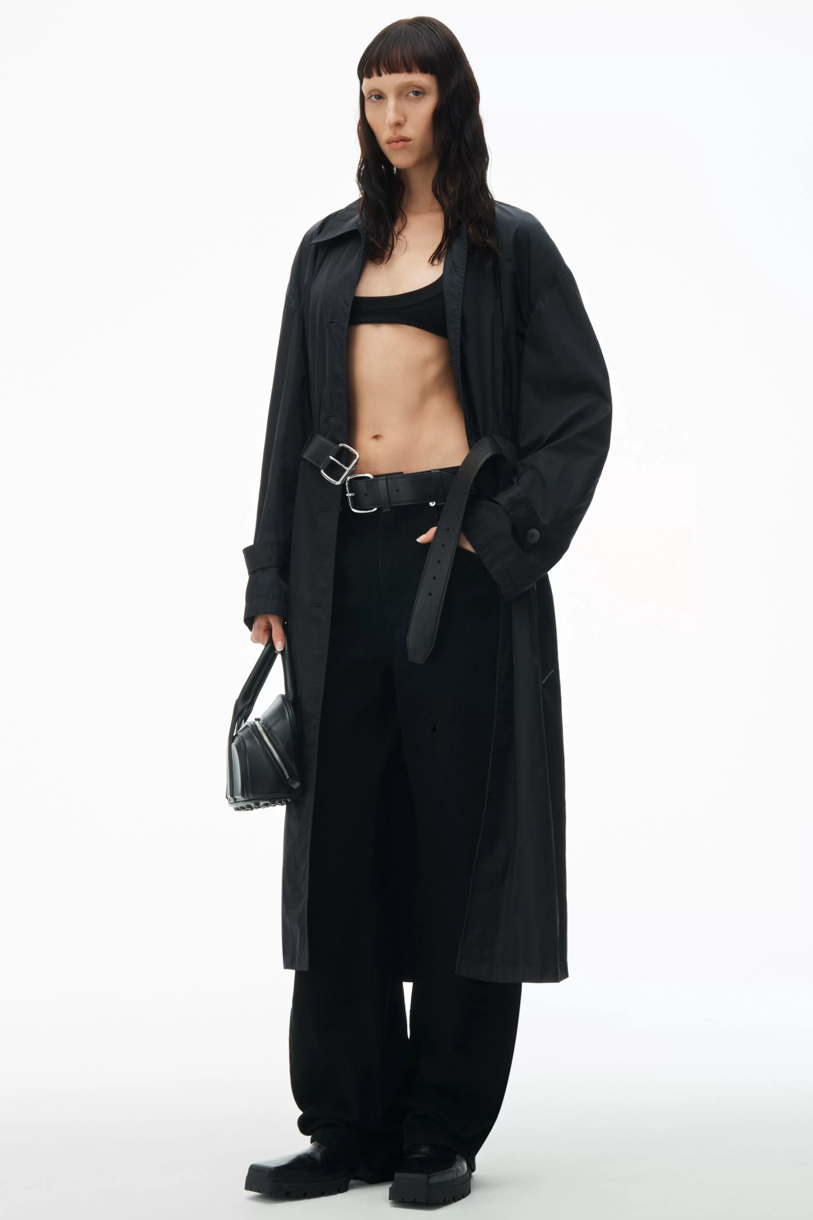 Women Alexander Wang Alexanderwang Belted Nyon Car Coat