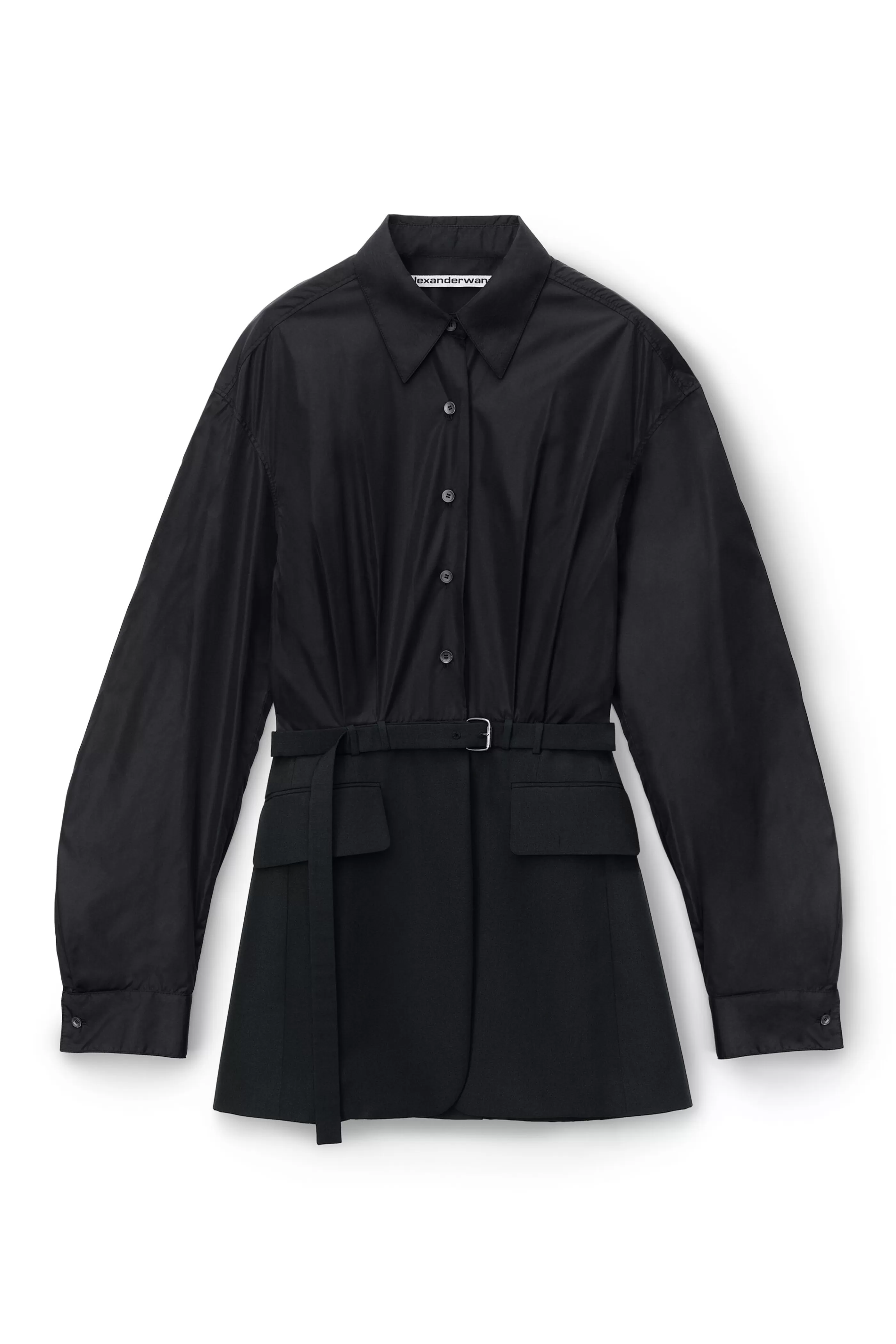 Women Alexander Wang Alexanderwang Belted Shirt Blazer In Crisp Nylon