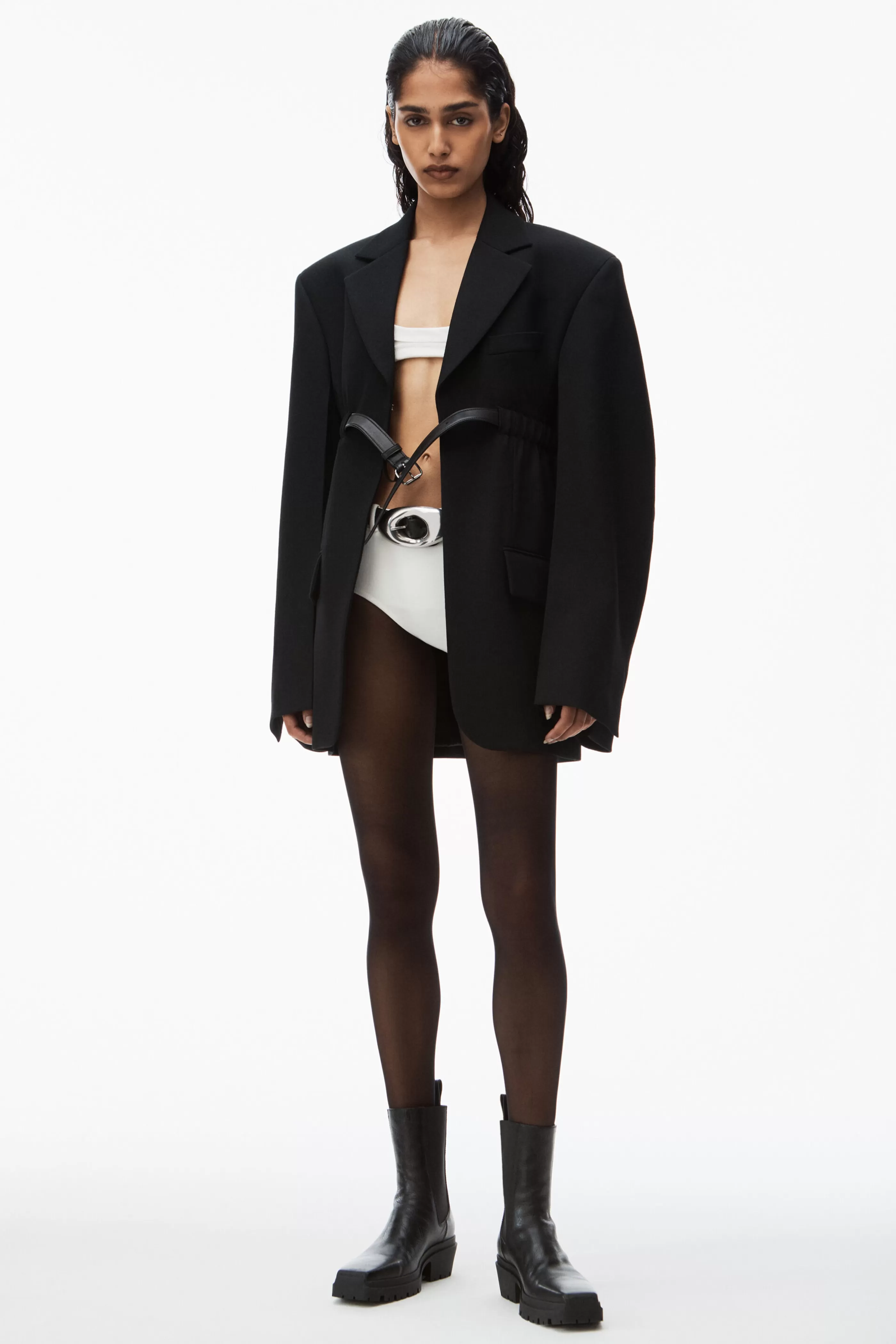 Women Alexander Wang Alexanderwang Belted Wool Blazer