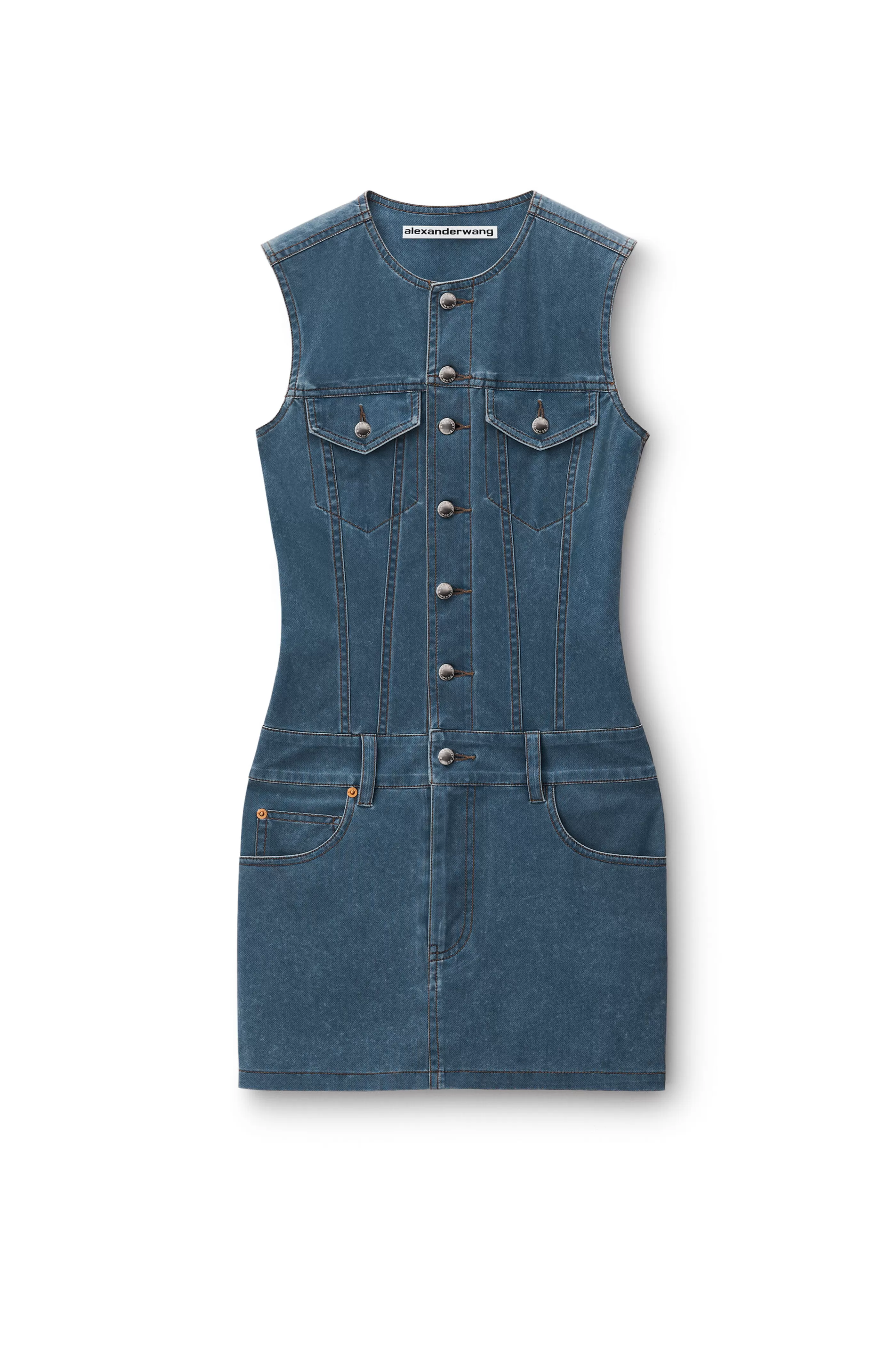 Women Alexander Wang Alexanderwang Bodycon Minidress In Denim Trompe-L'oeil