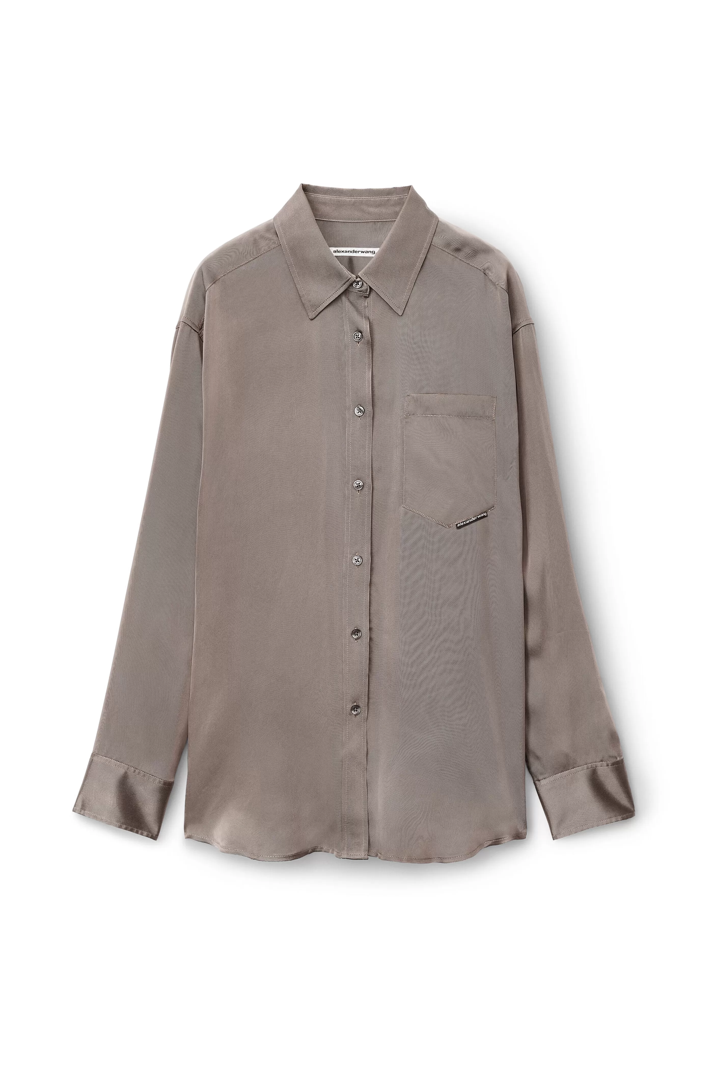 Women Alexander Wang Alexanderwang Boyfriend Shirt In Shiny Cupro