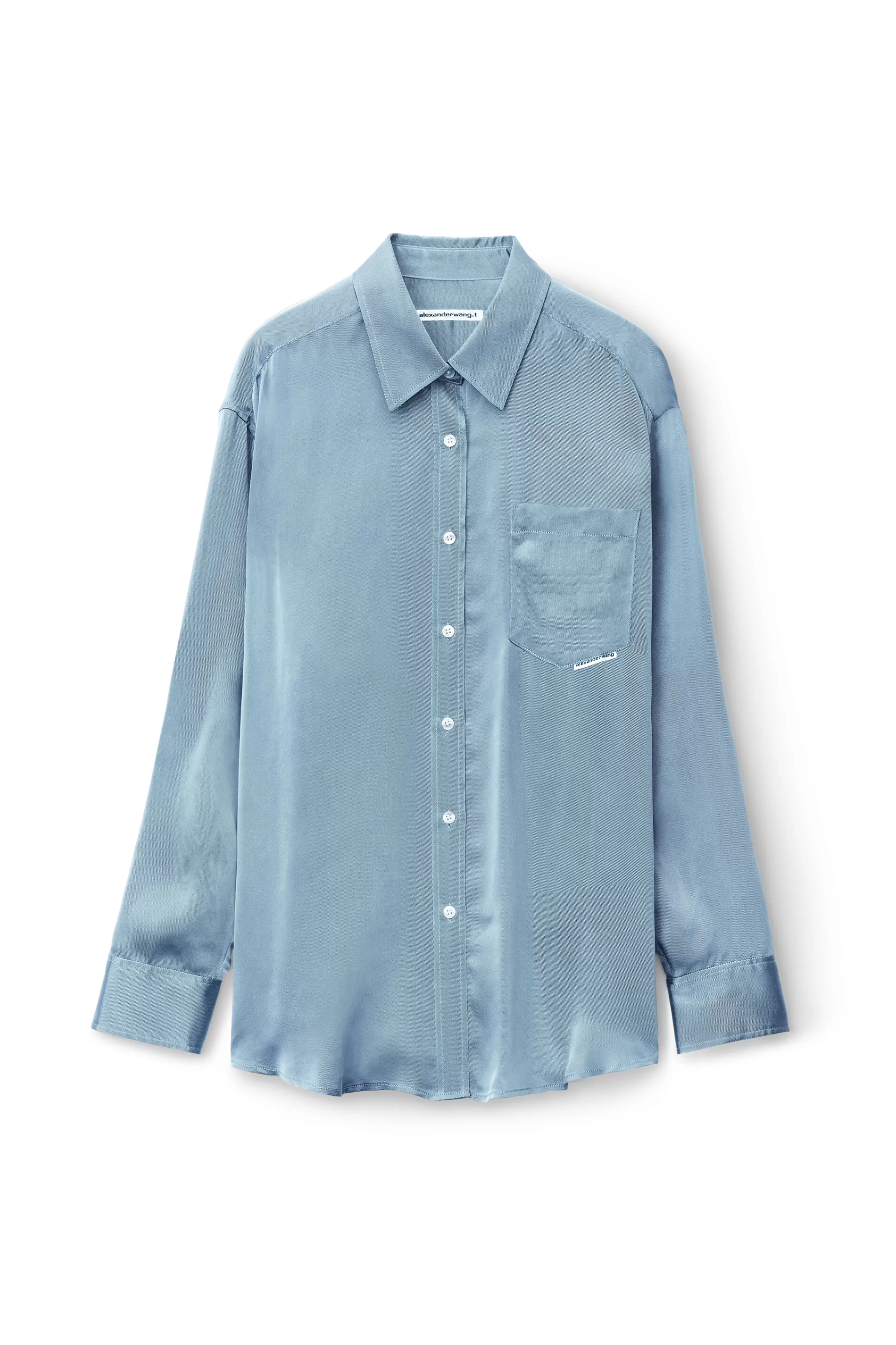 Women Alexander Wang Alexanderwang Boyfriend Shirt In Shiny Cupro