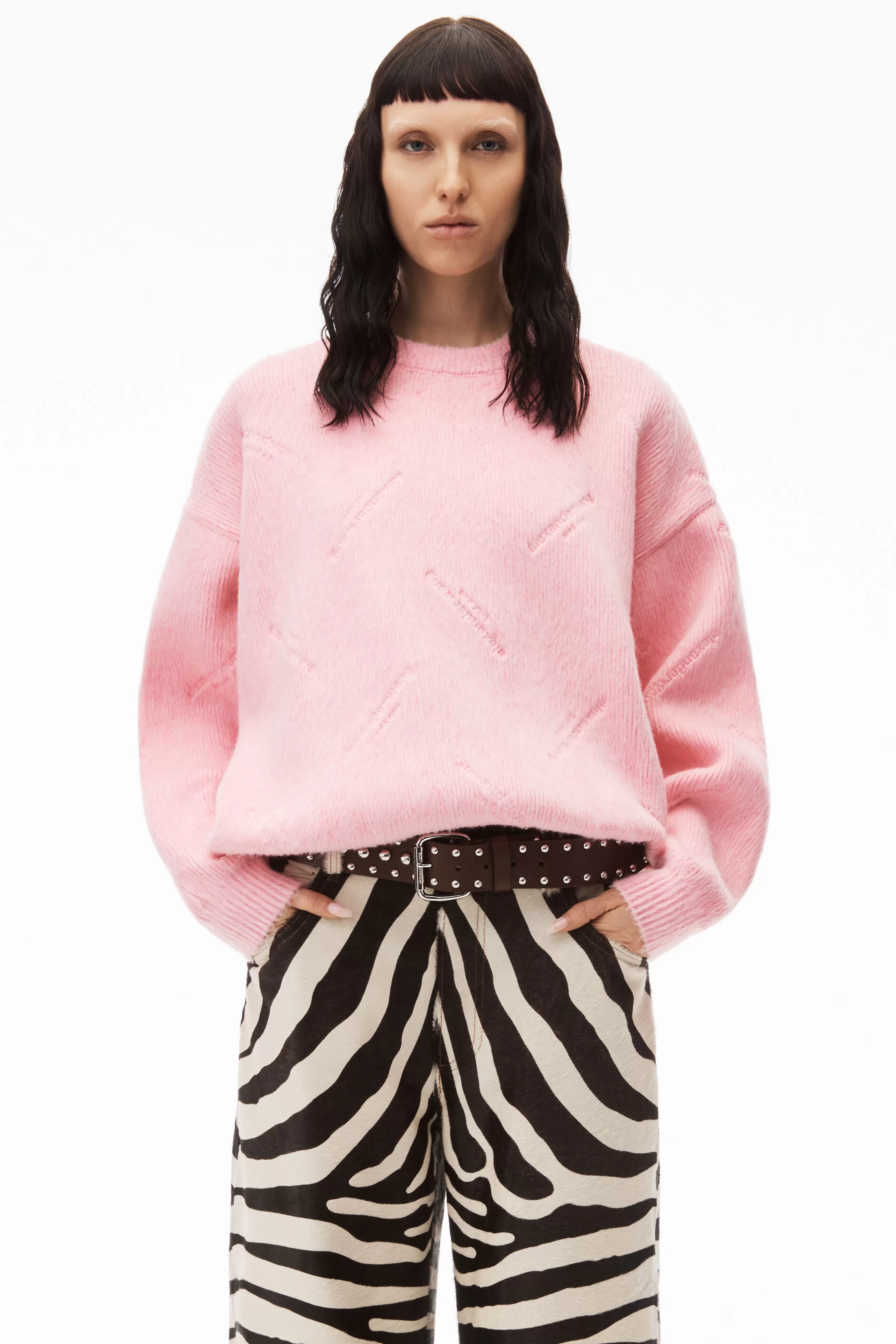 Women Alexander Wang Alexanderwang Brushed Crewneck With Debossed Logo