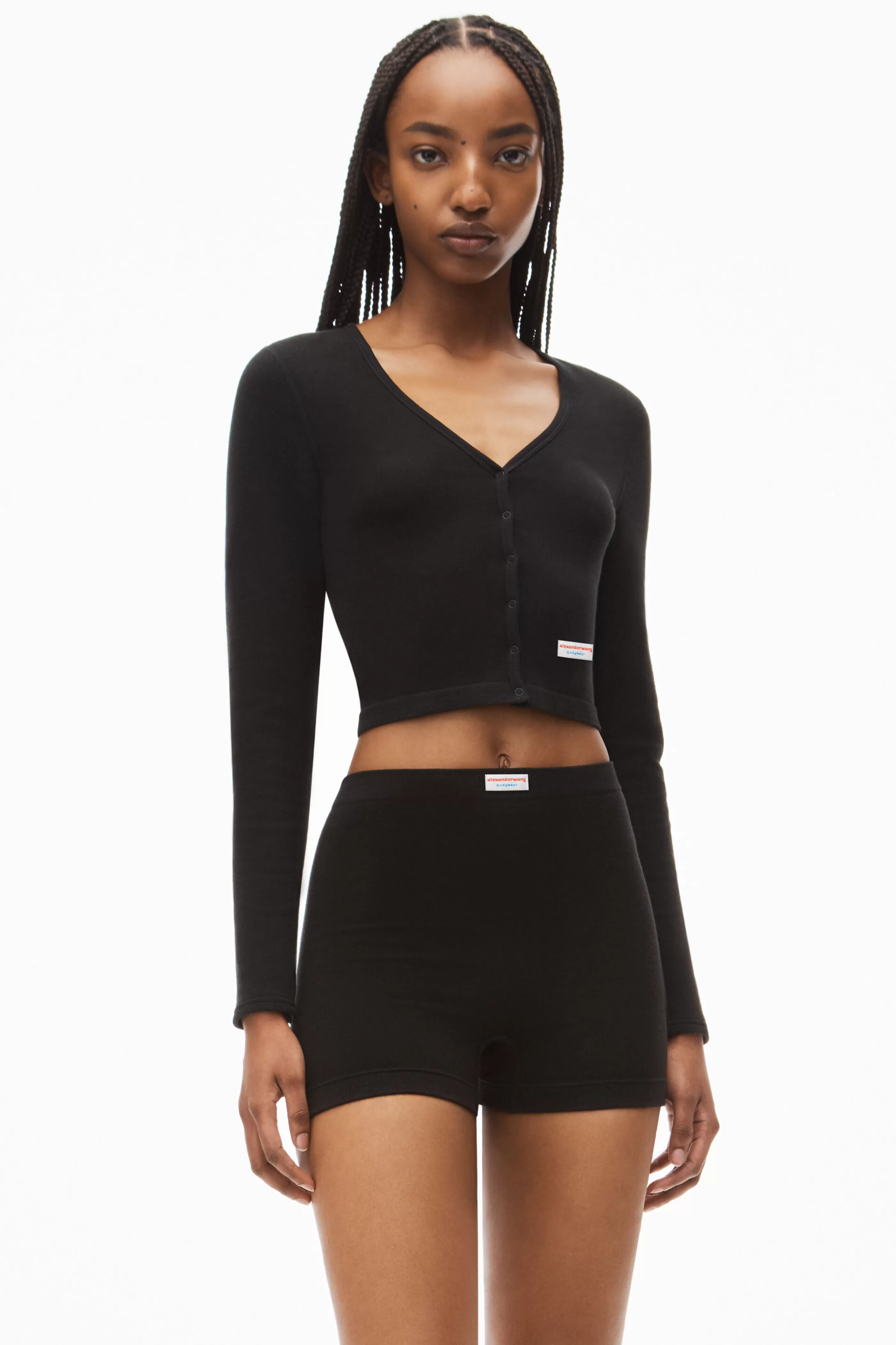 Alexander Wang Alexanderwang Cardigan In Seamless Rib-knit Jersey