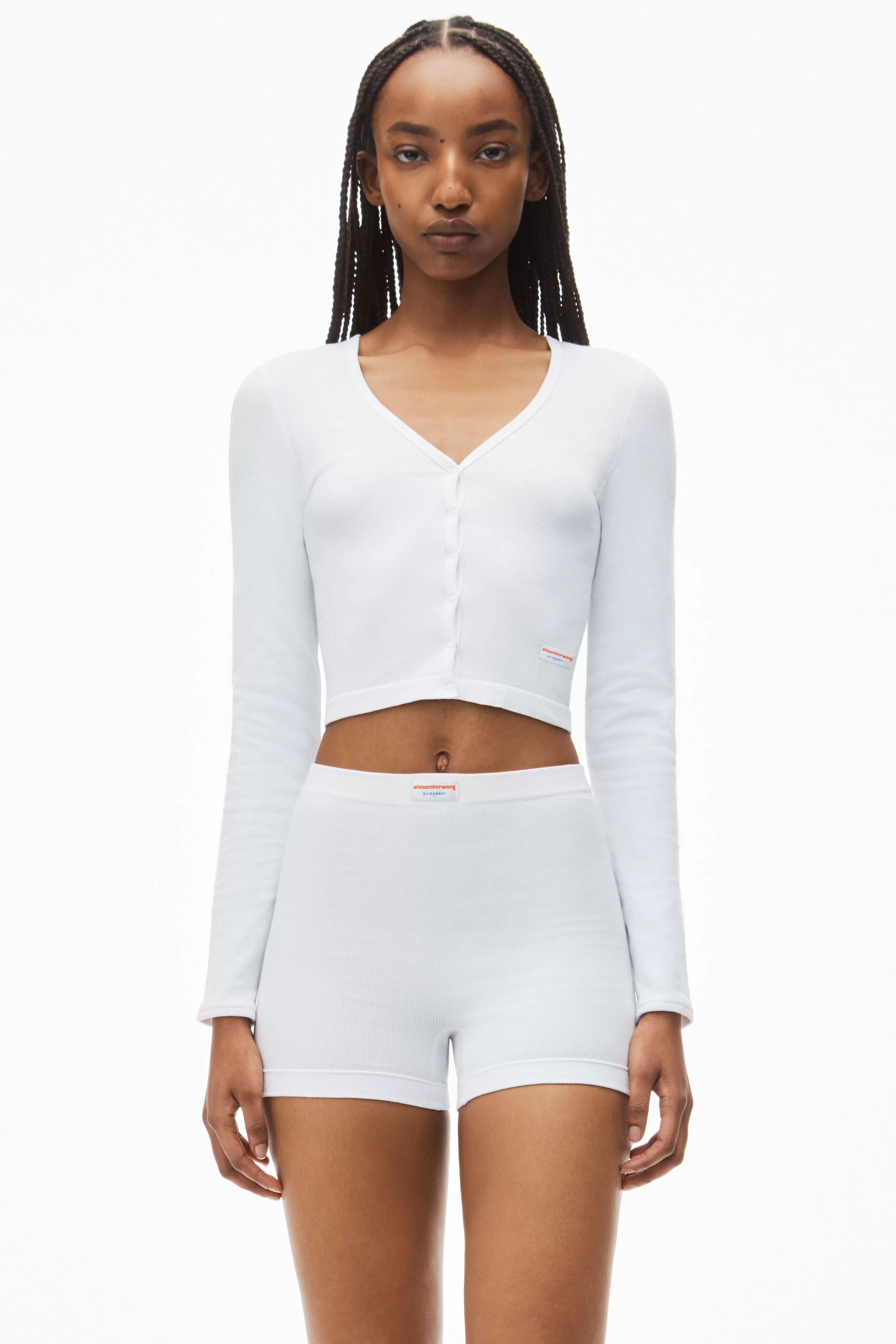 Alexander Wang Alexanderwang Cardigan In Seamless Rib-knit Jersey