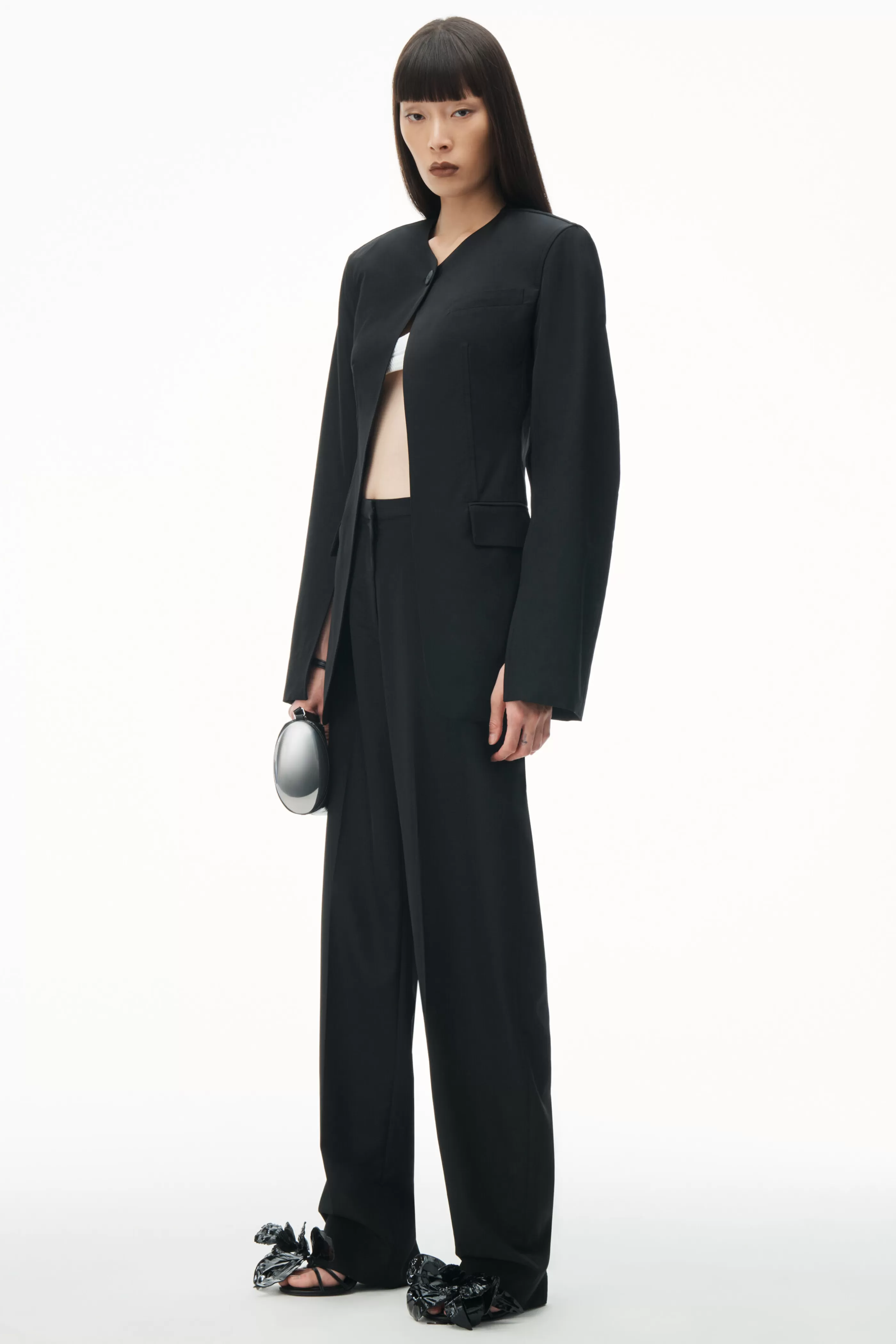 Women Alexander Wang Alexanderwang Collarless Tailored Jacket With Slits