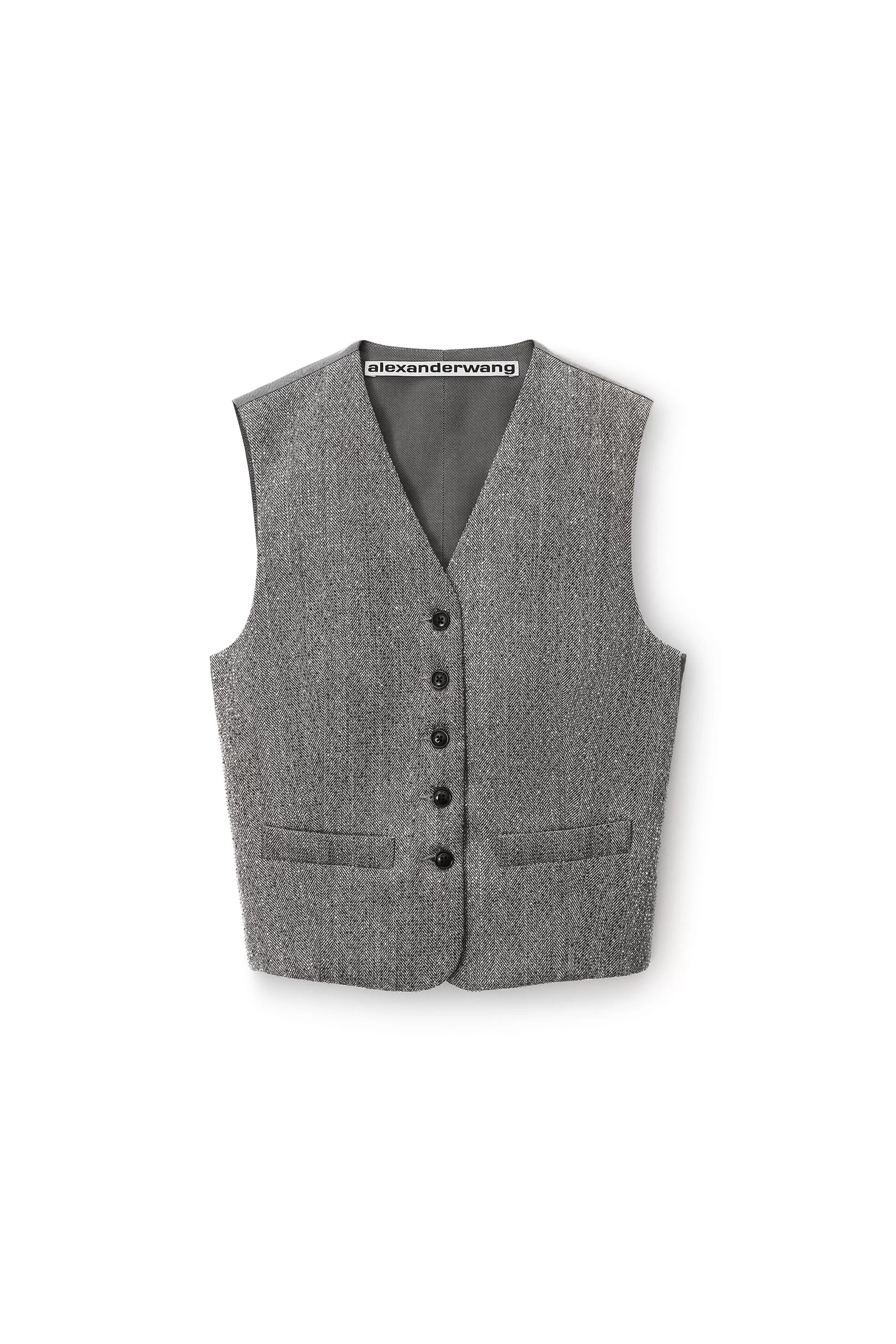 Women Alexander Wang Alexanderwang Collarless Vest In Herringbone Tailoring