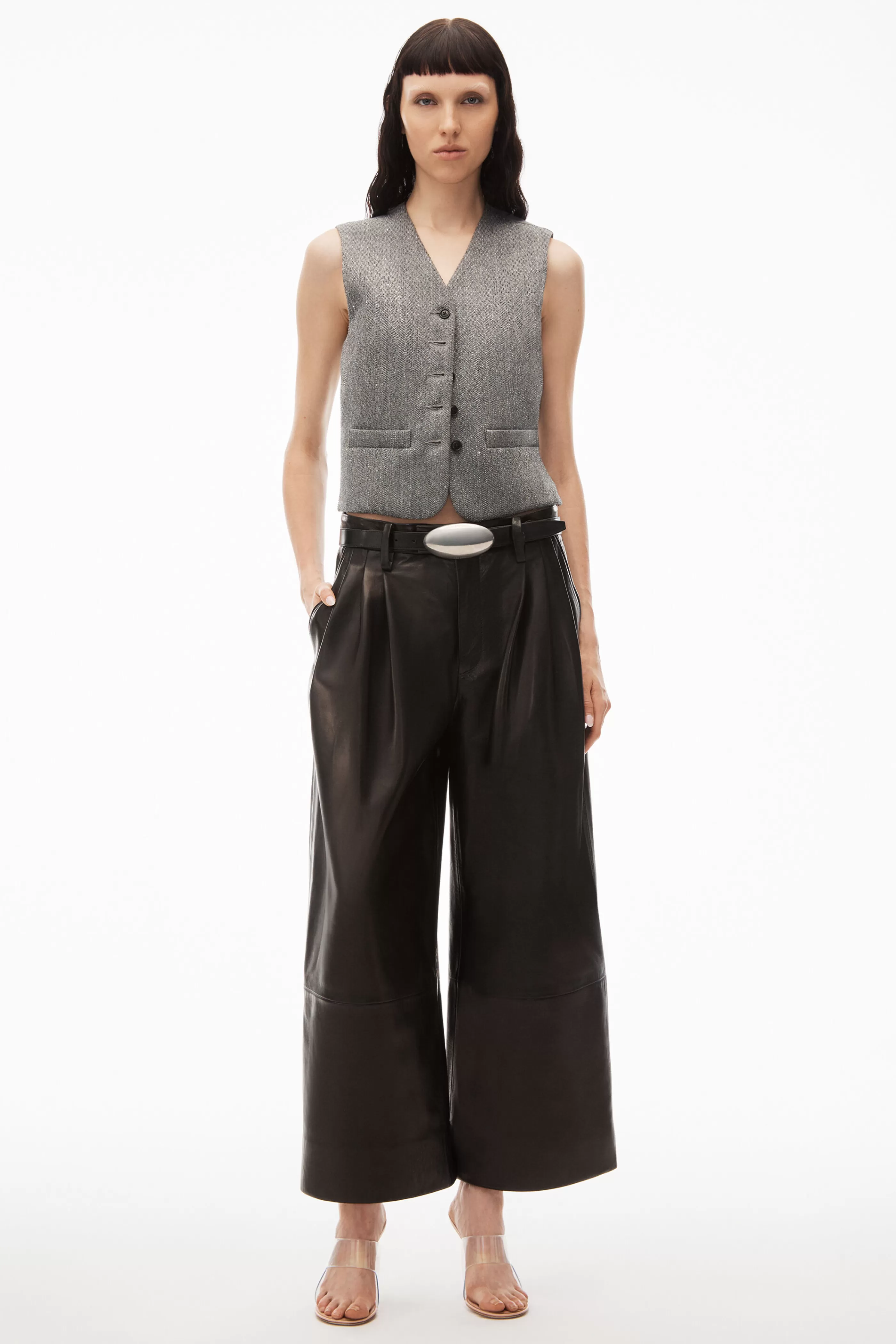 Women Alexander Wang Alexanderwang Collarless Vest In Herringbone Tailoring