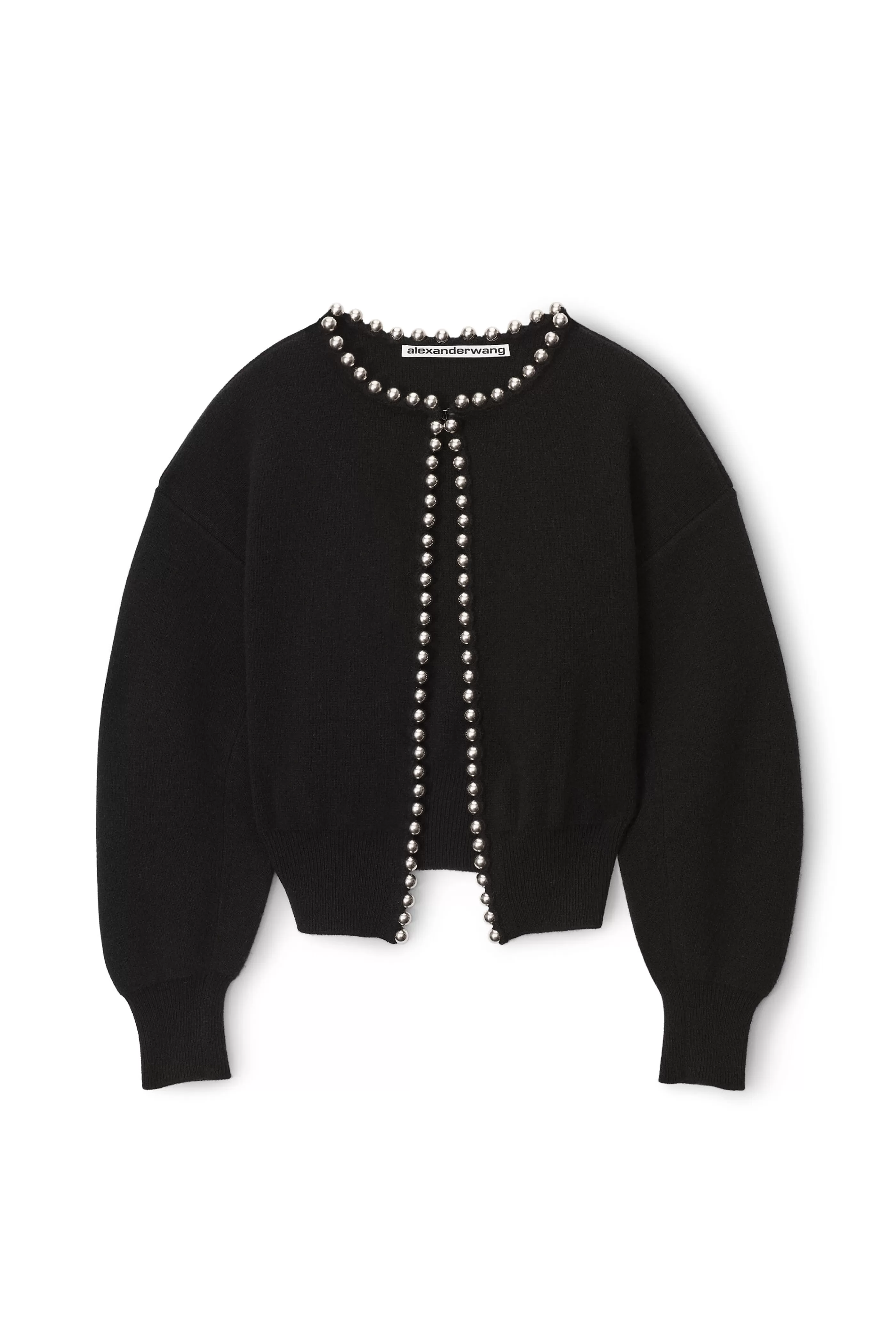 Women Alexander Wang Alexanderwang Crewneck Cardigan With Ball Chain Trim