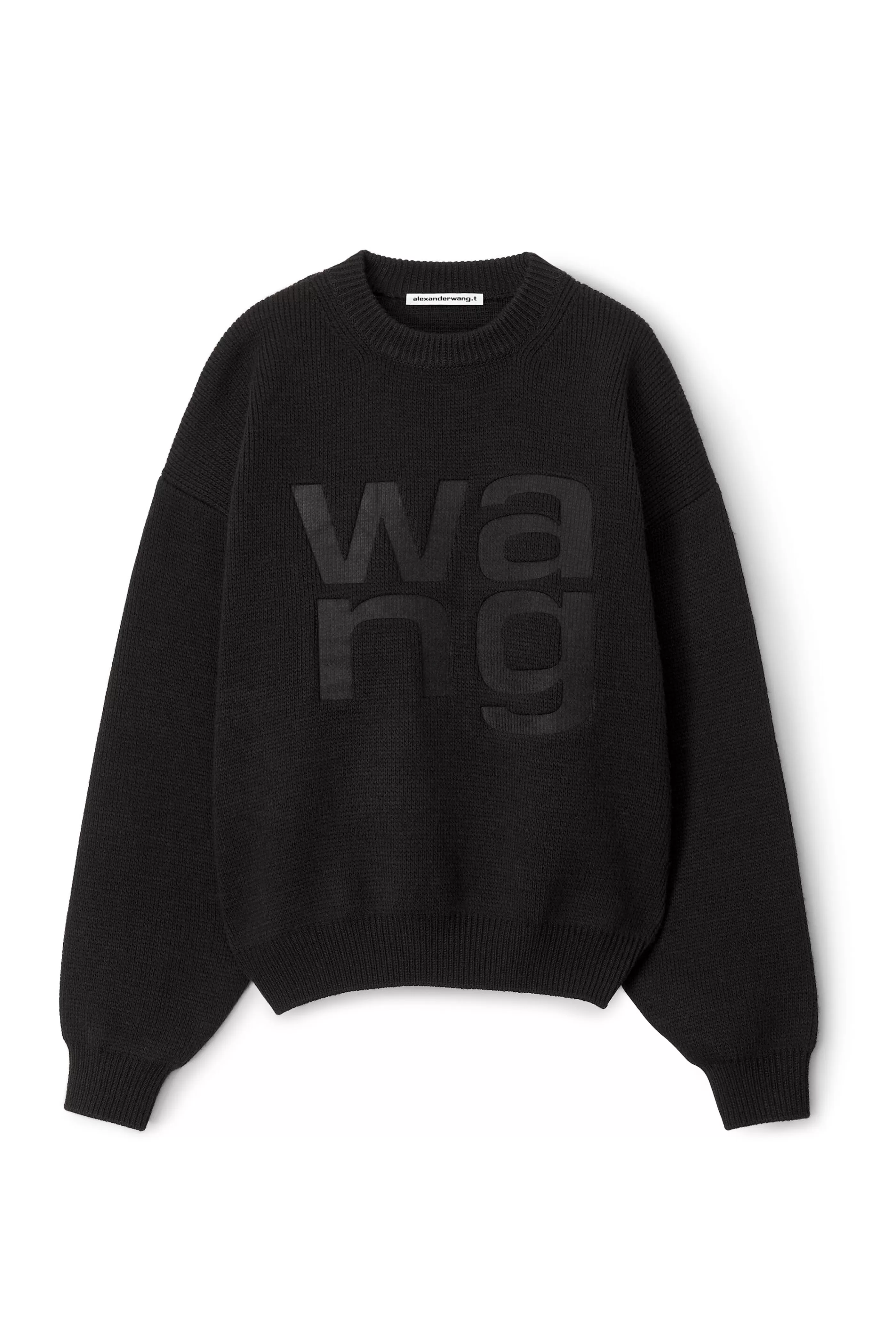 Women Alexander Wang Alexanderwang Crewneck Logo Pullover In Compact Deboss