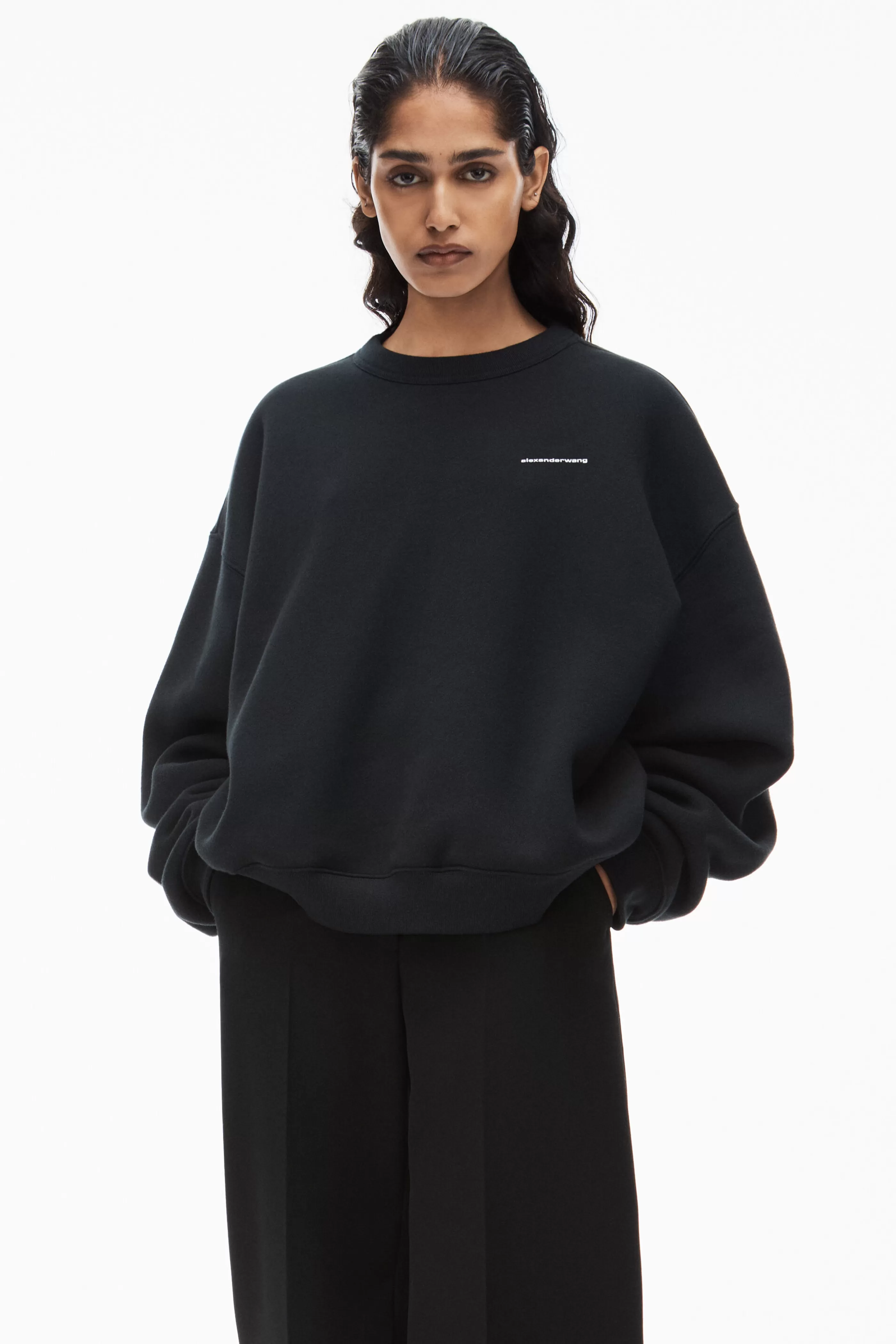 Women Alexander Wang Alexanderwang CREWNECK PULLOVER IN DENSE FLEECE 