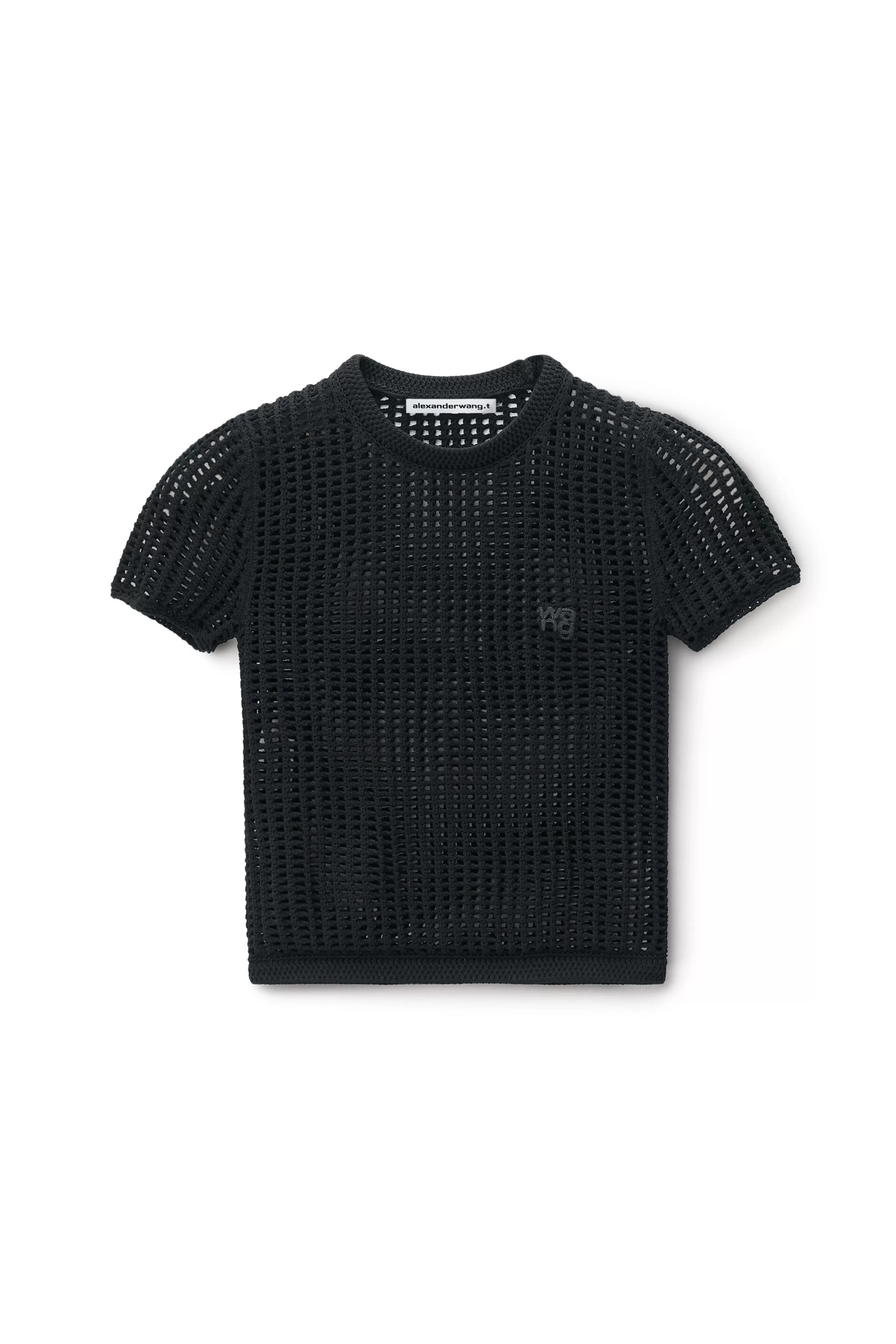 Women Alexander Wang Alexanderwang Crochet Cropped Crewneck Tee With Logo