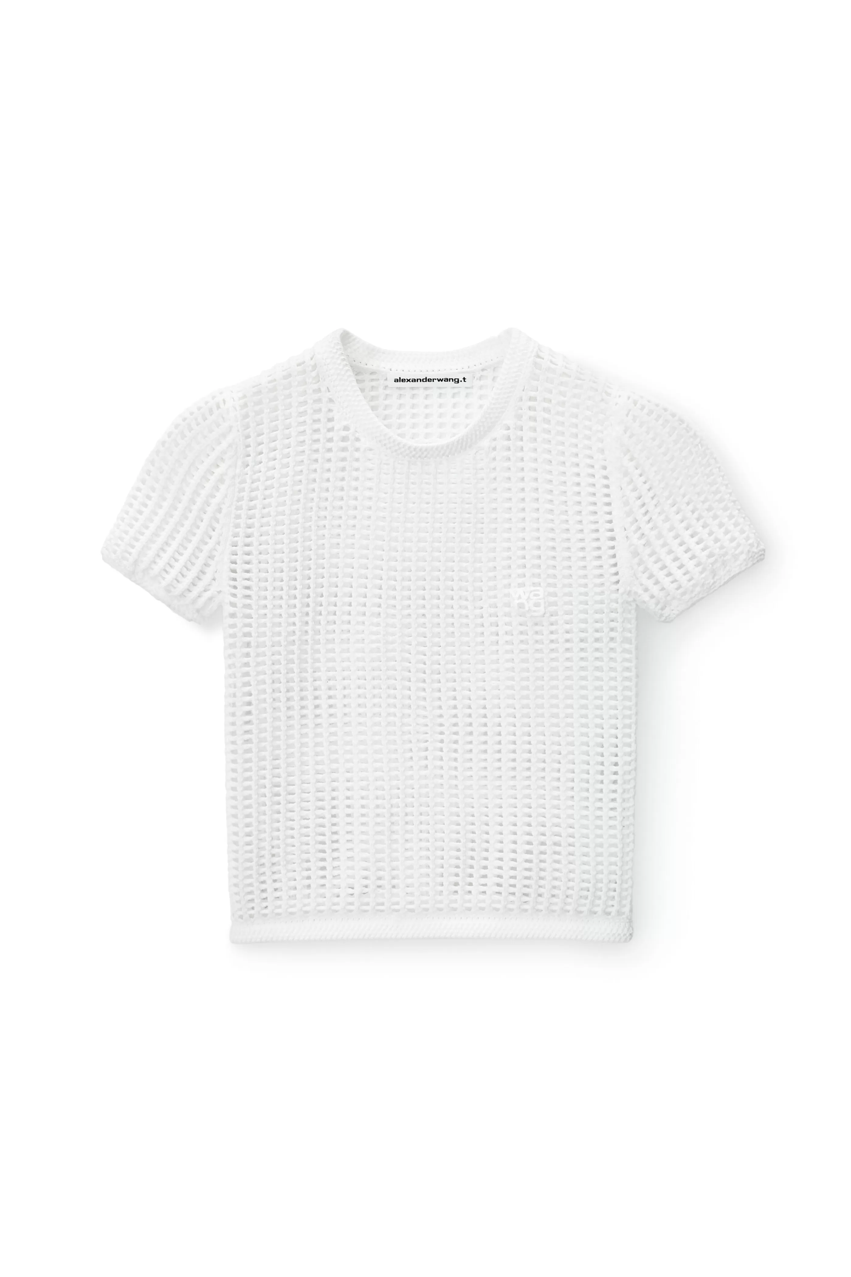 Women Alexander Wang Alexanderwang Crochet Cropped Crewneck Tee With Logo