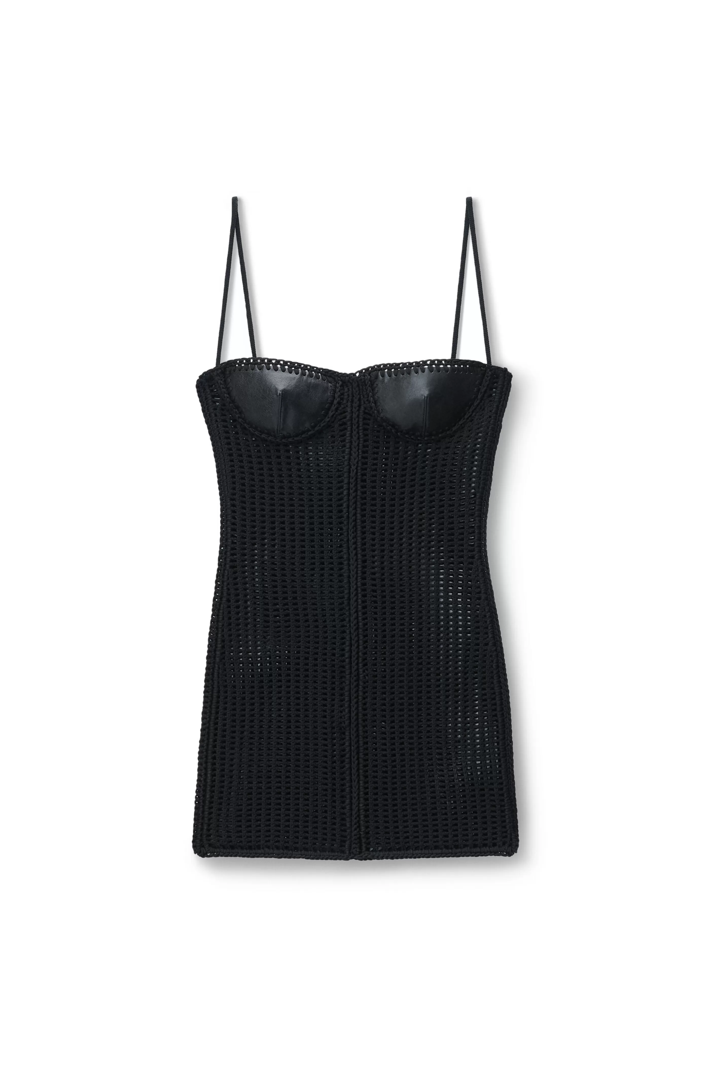 Women Alexander Wang Alexanderwang Crochet Minidress With Leather Bust