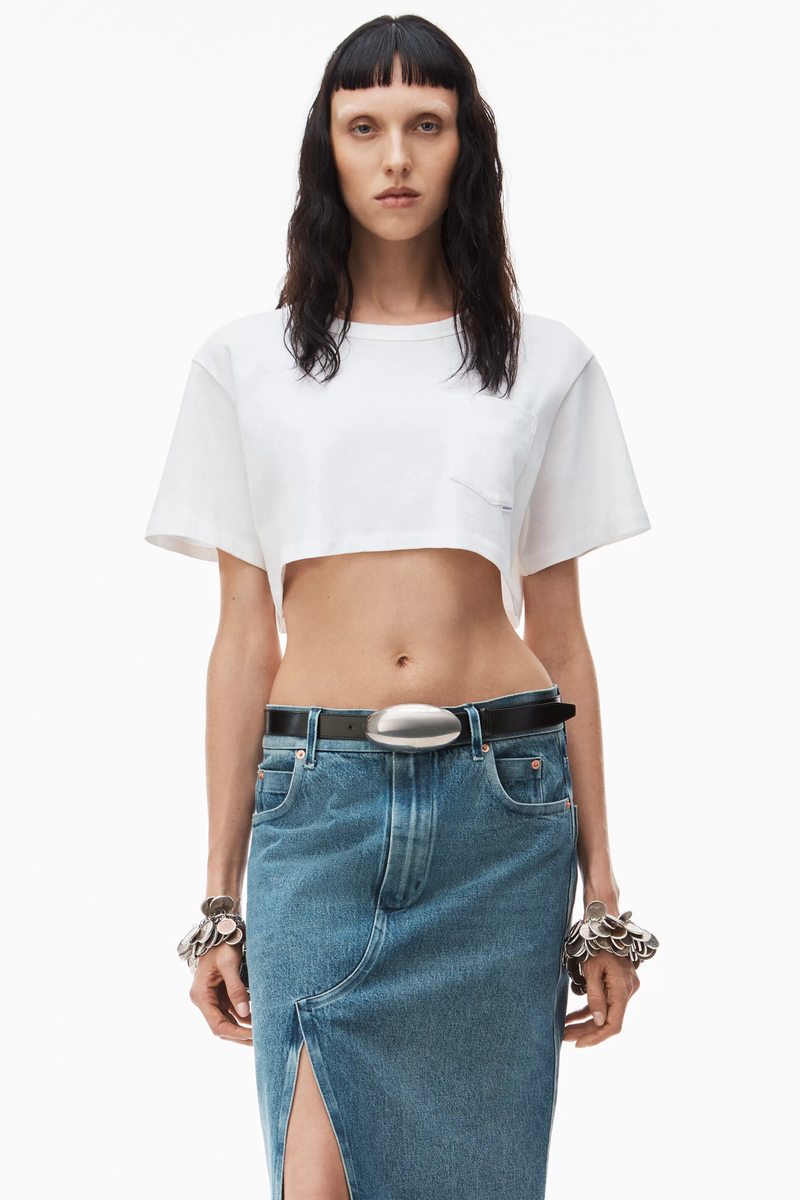 Women Alexander Wang Alexanderwang CROP TEE IN HIGH TWIST JERSEY 