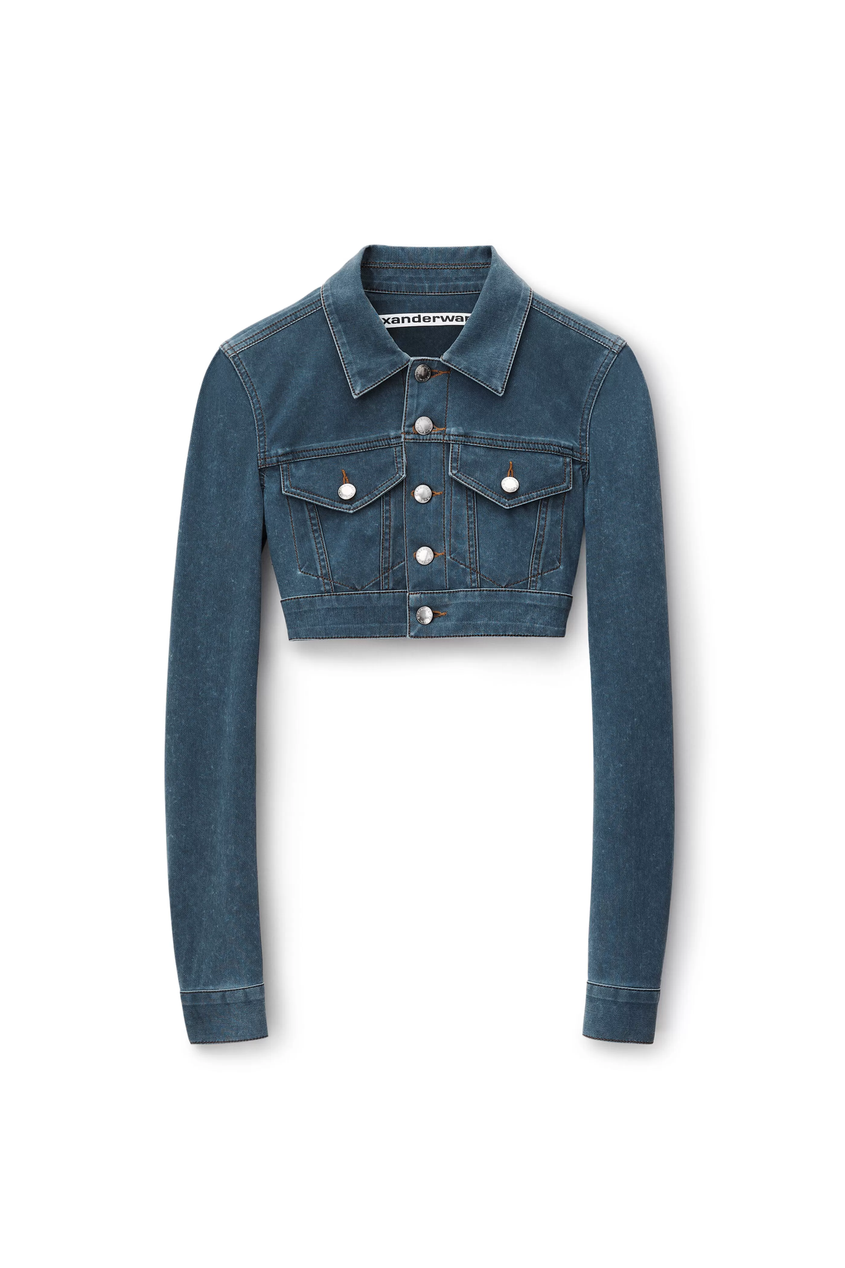 Women Alexander Wang Alexanderwang Cropped Jacket In Denim Trompe-L'oeil