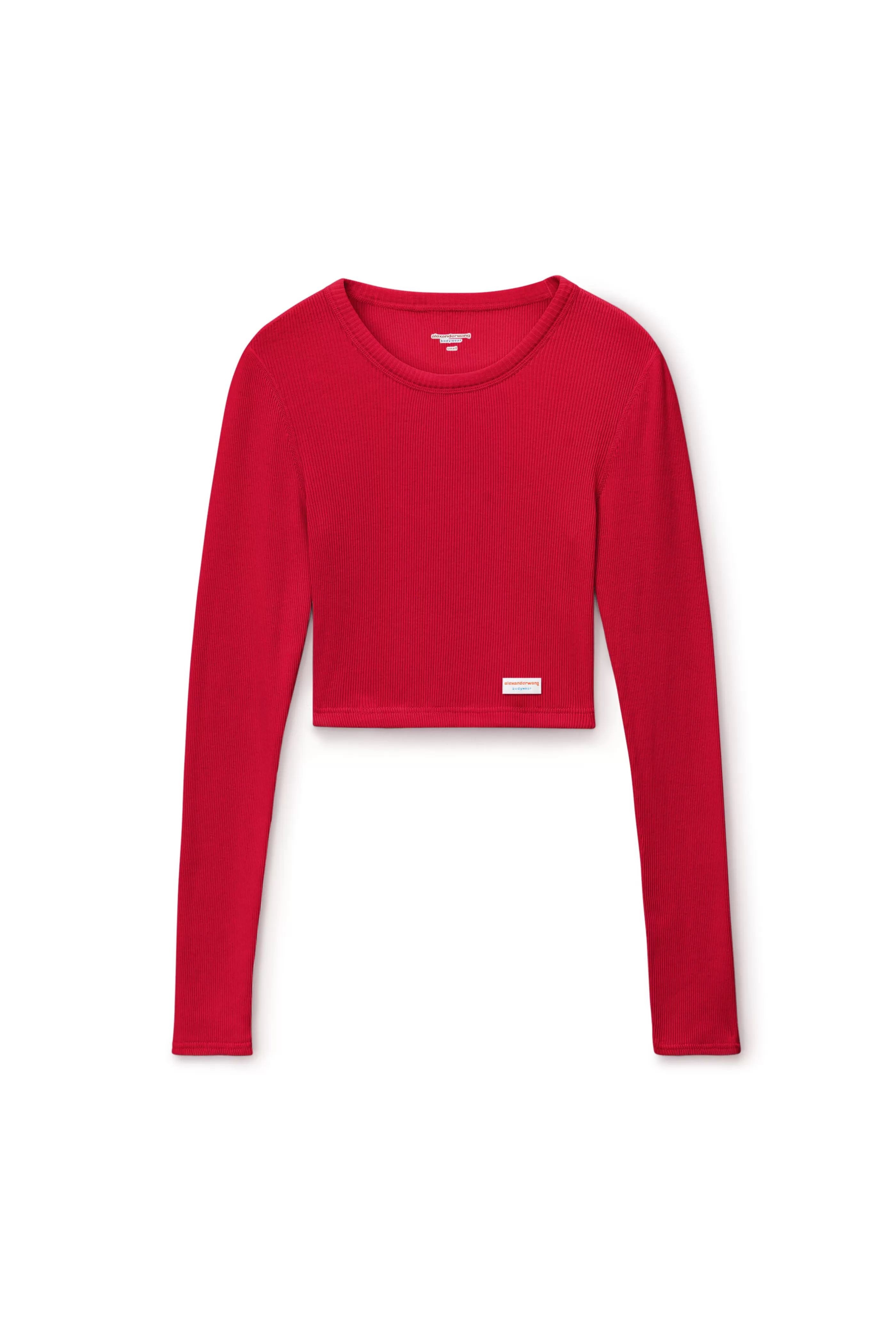 Alexander Wang Alexanderwang Cropped Long-Sleeve Tee In Ribbed Cotton Jersey