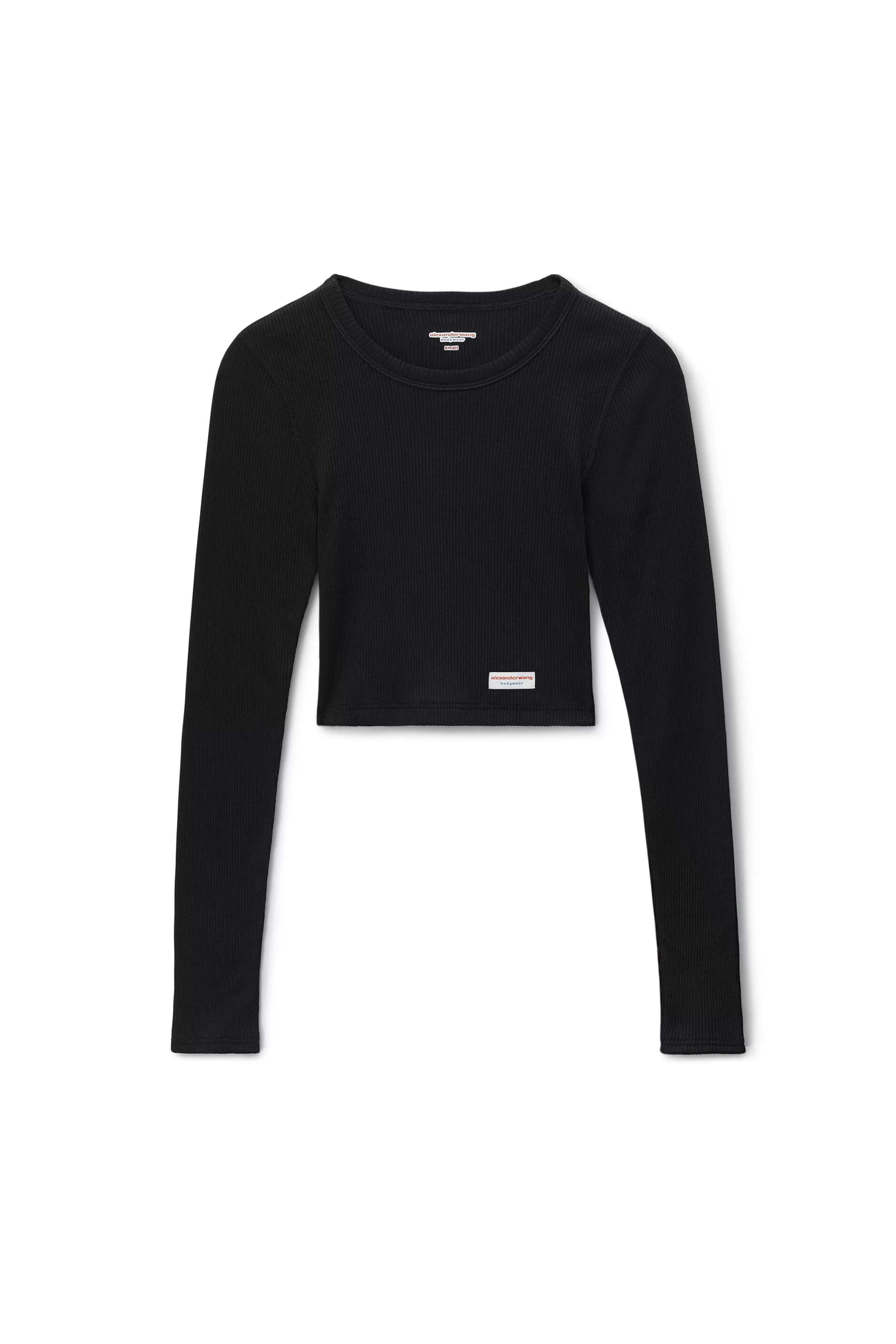 Alexander Wang Alexanderwang Cropped Long-Sleeve Tee In Ribbed Cotton Jersey