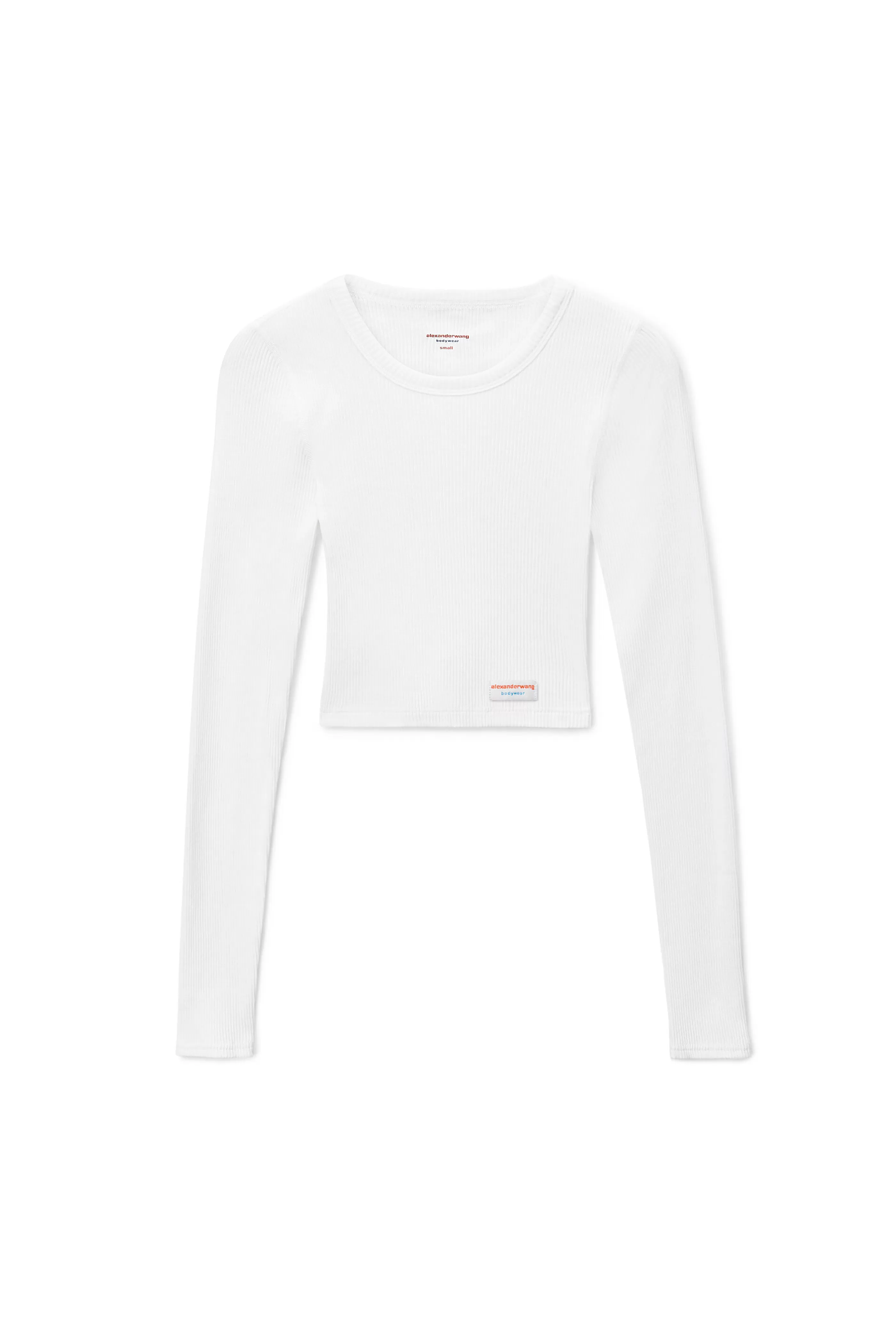 Alexander Wang Alexanderwang Cropped Long-Sleeve Tee In Ribbed Cotton Jersey