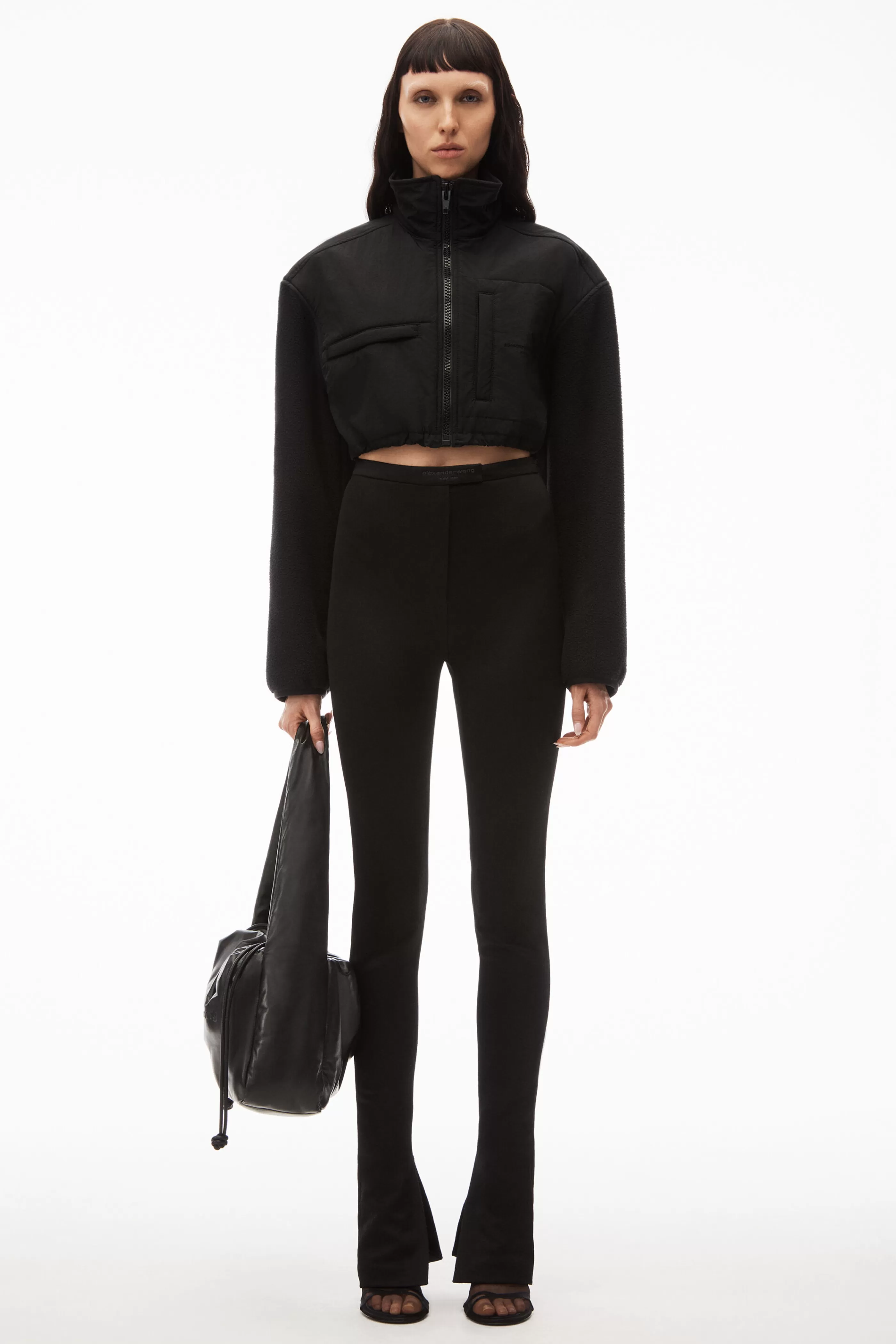 Women Alexander Wang Alexanderwang Cropped Zip-up Jacket In Teddy Fleece