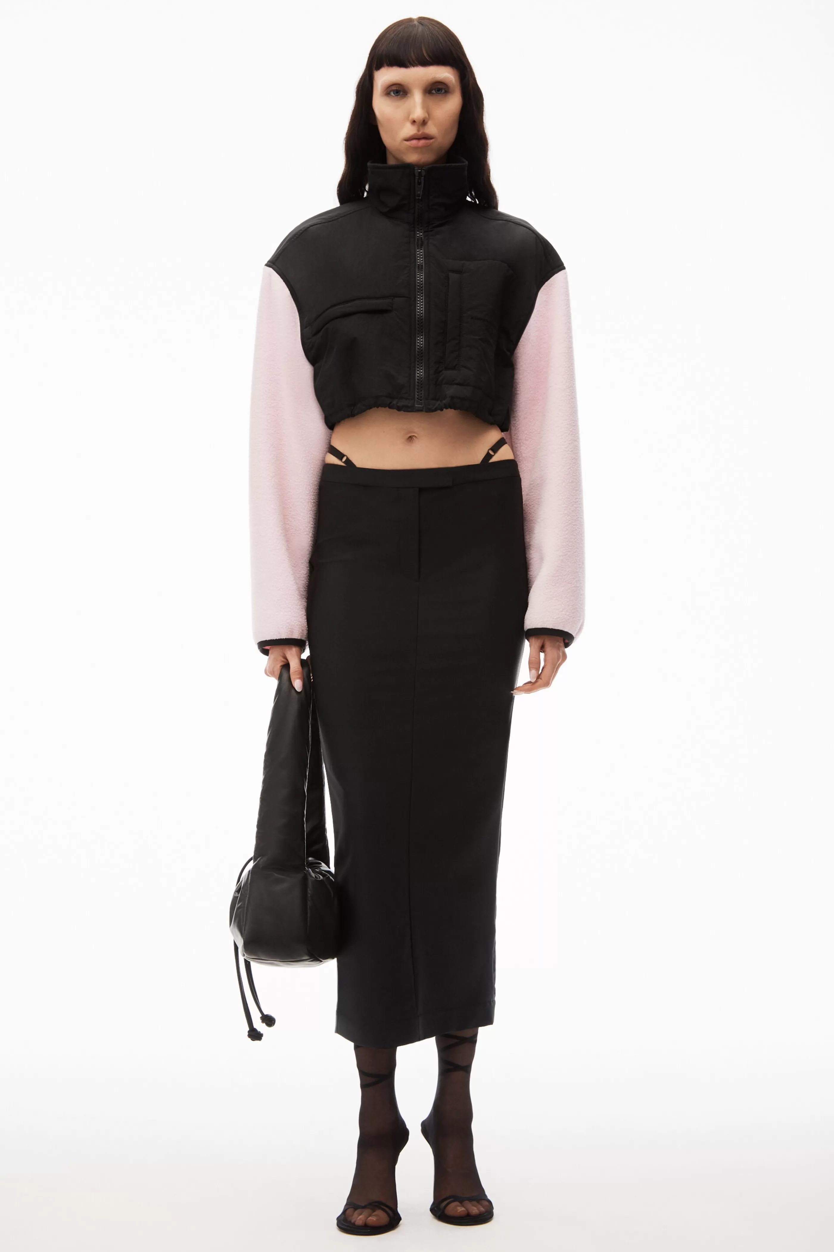 Women Alexander Wang Alexanderwang Cropped Zip-up Jacket In Teddy Fleece