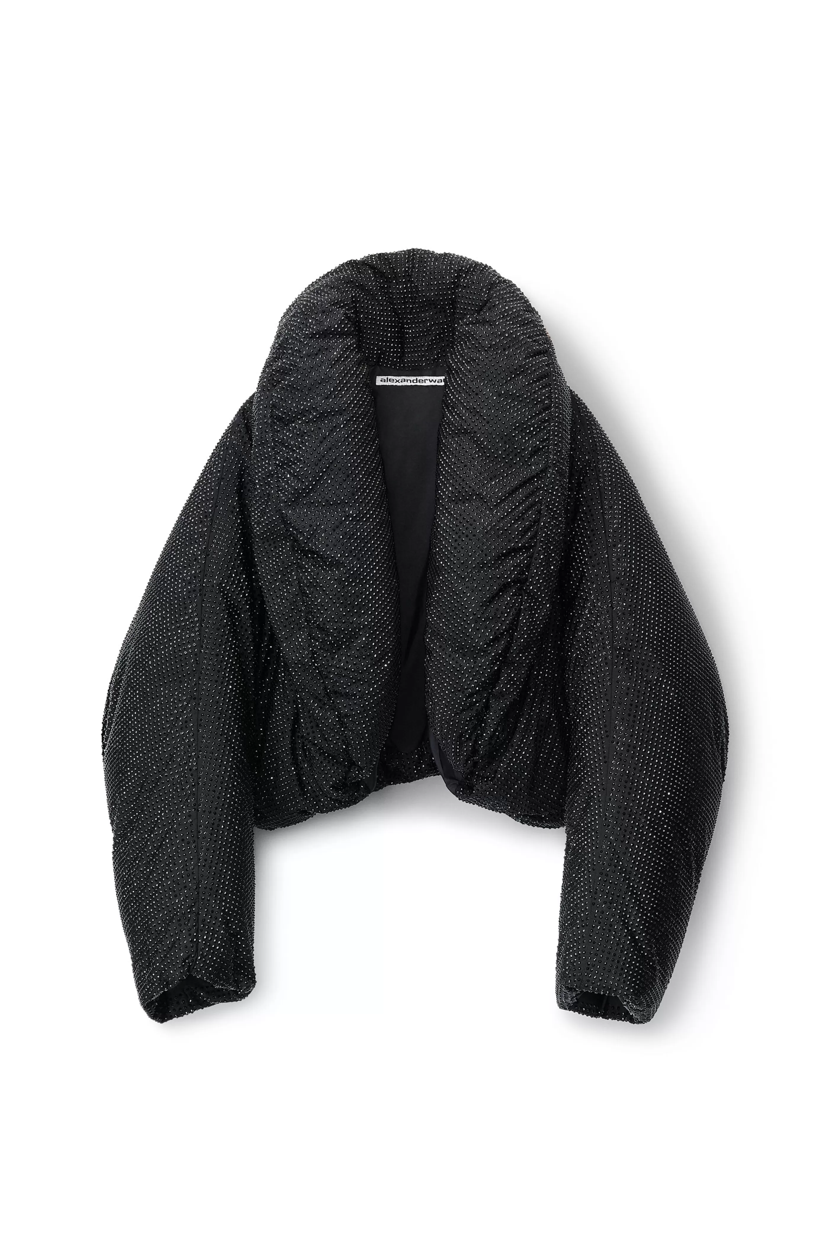 Women Alexander Wang Alexanderwang Crystal Hotfix Cropped Puffer Jacket