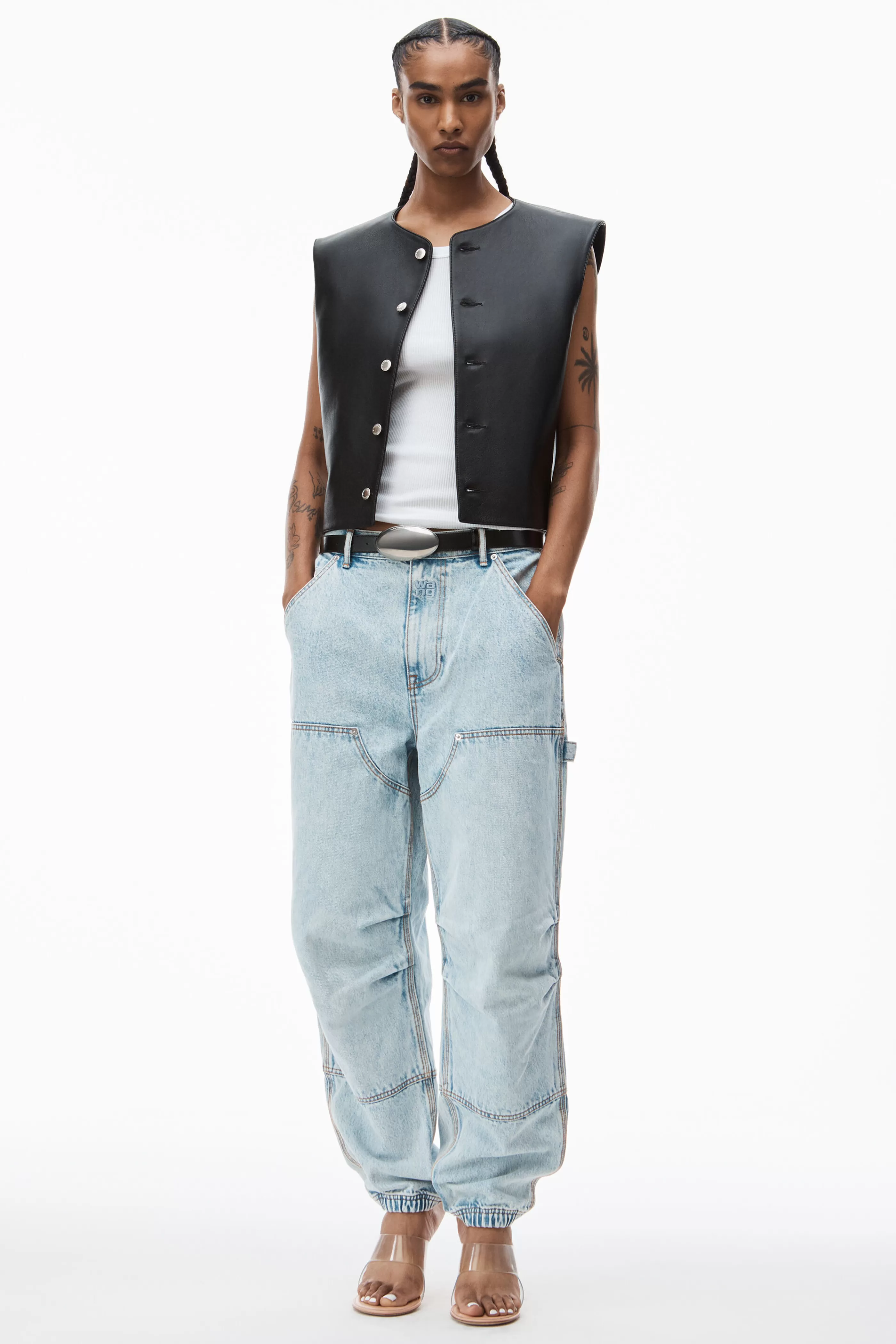 Women Alexander Wang Alexanderwang DOUBLE FRONT CARPENTER PANT IN DENIM 