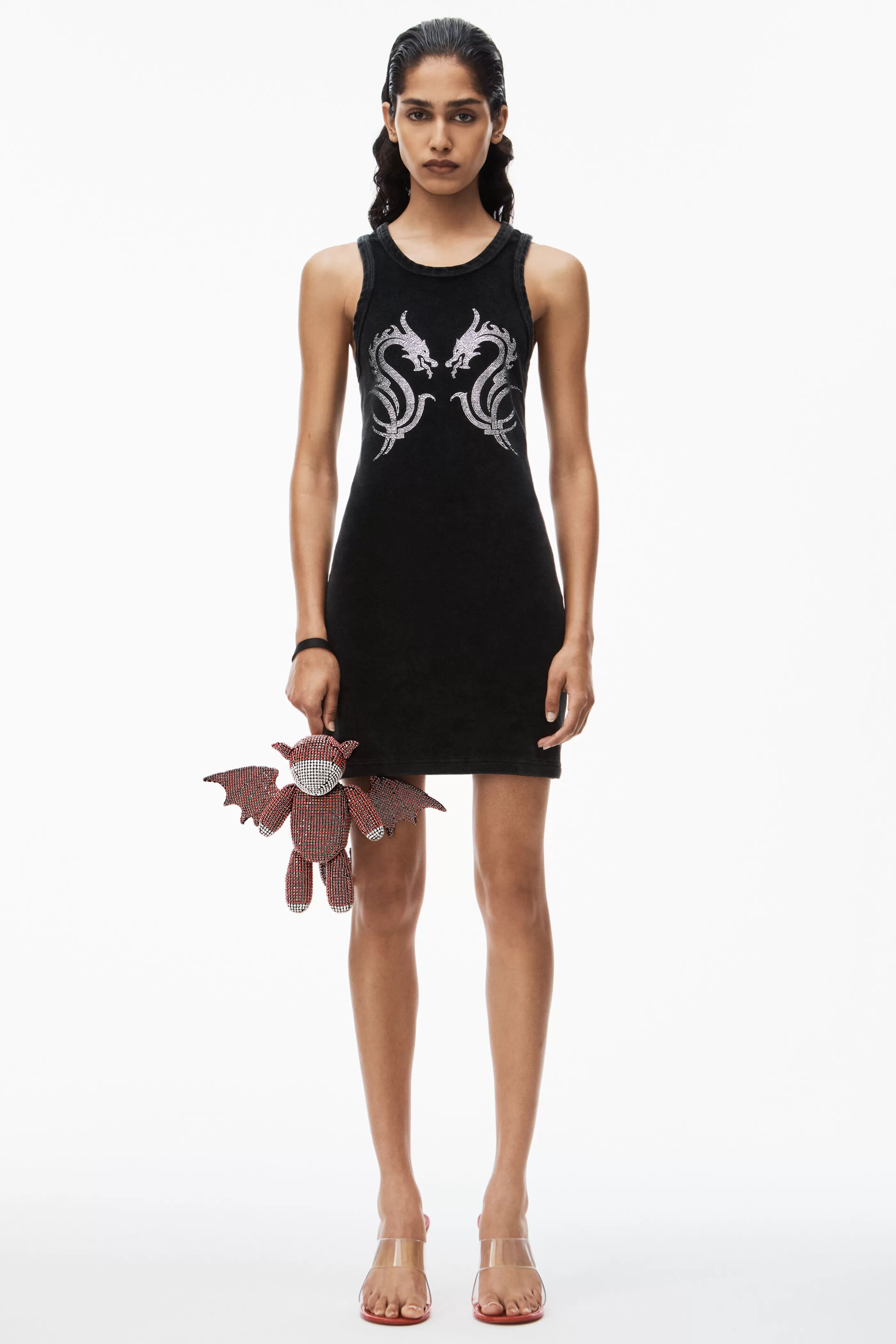 Women Alexander Wang Alexanderwang DRAGON CRYSTAL HOTFIX TANK MINIDRESS