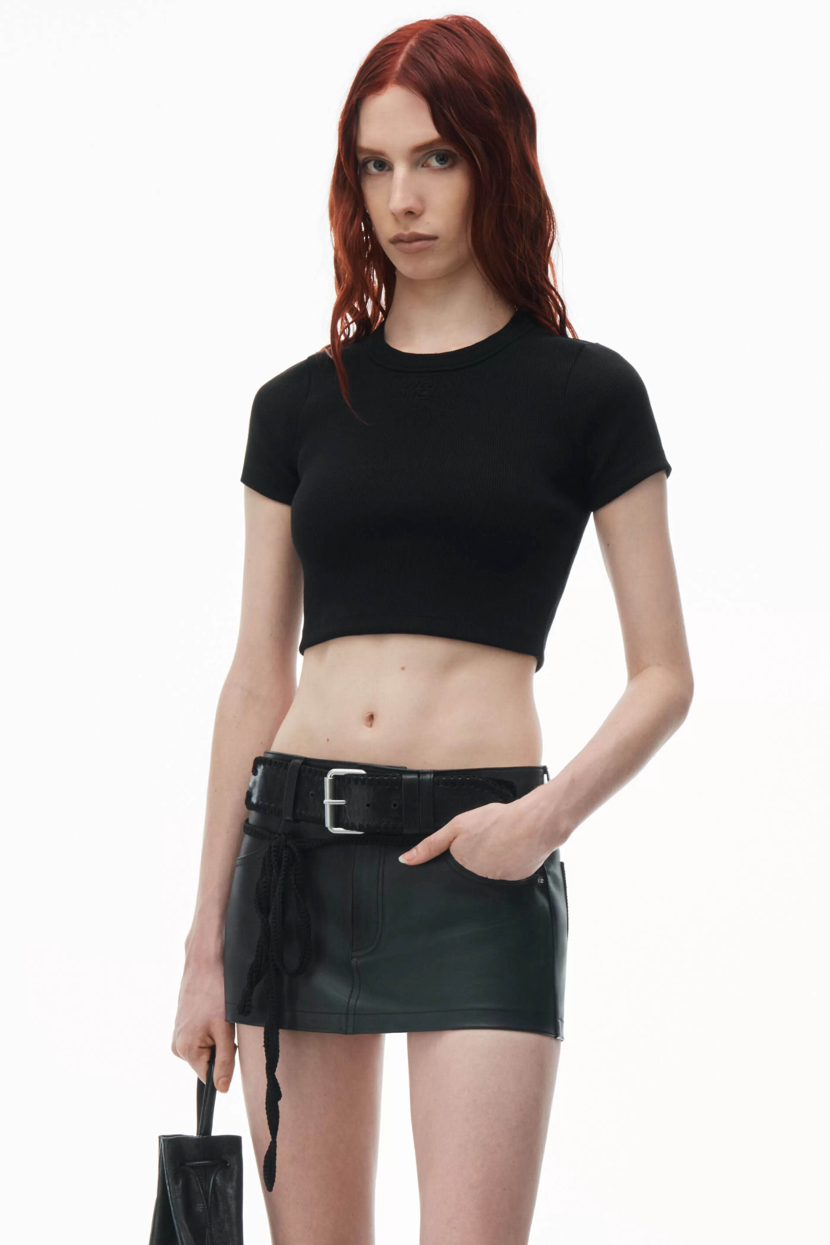 Women Alexander Wang Alexanderwang EMBOSSED LOGO CROPPED TOP