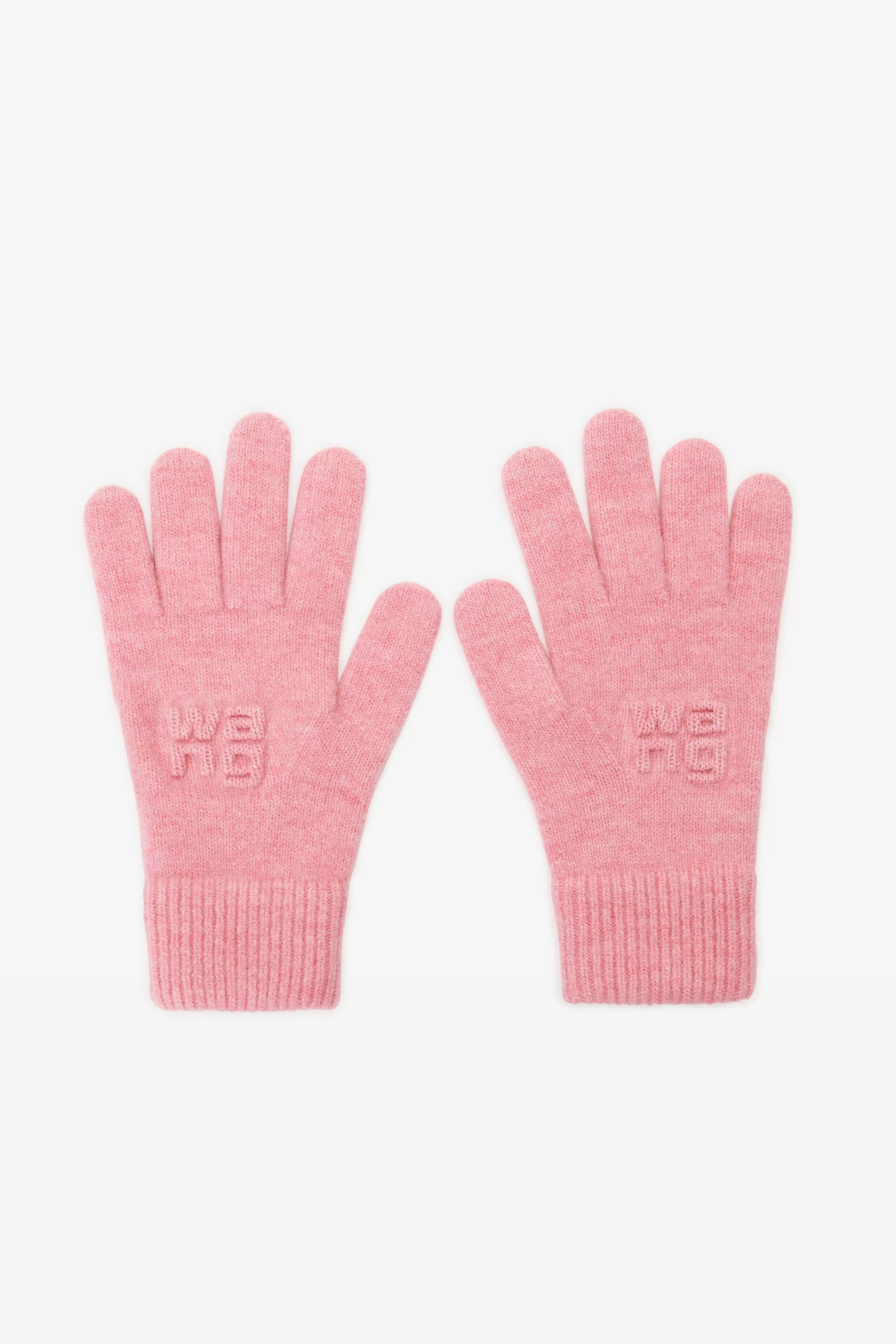 Women Alexander Wang Alexanderwang Embossed Logo Gloves In Stretch Wool