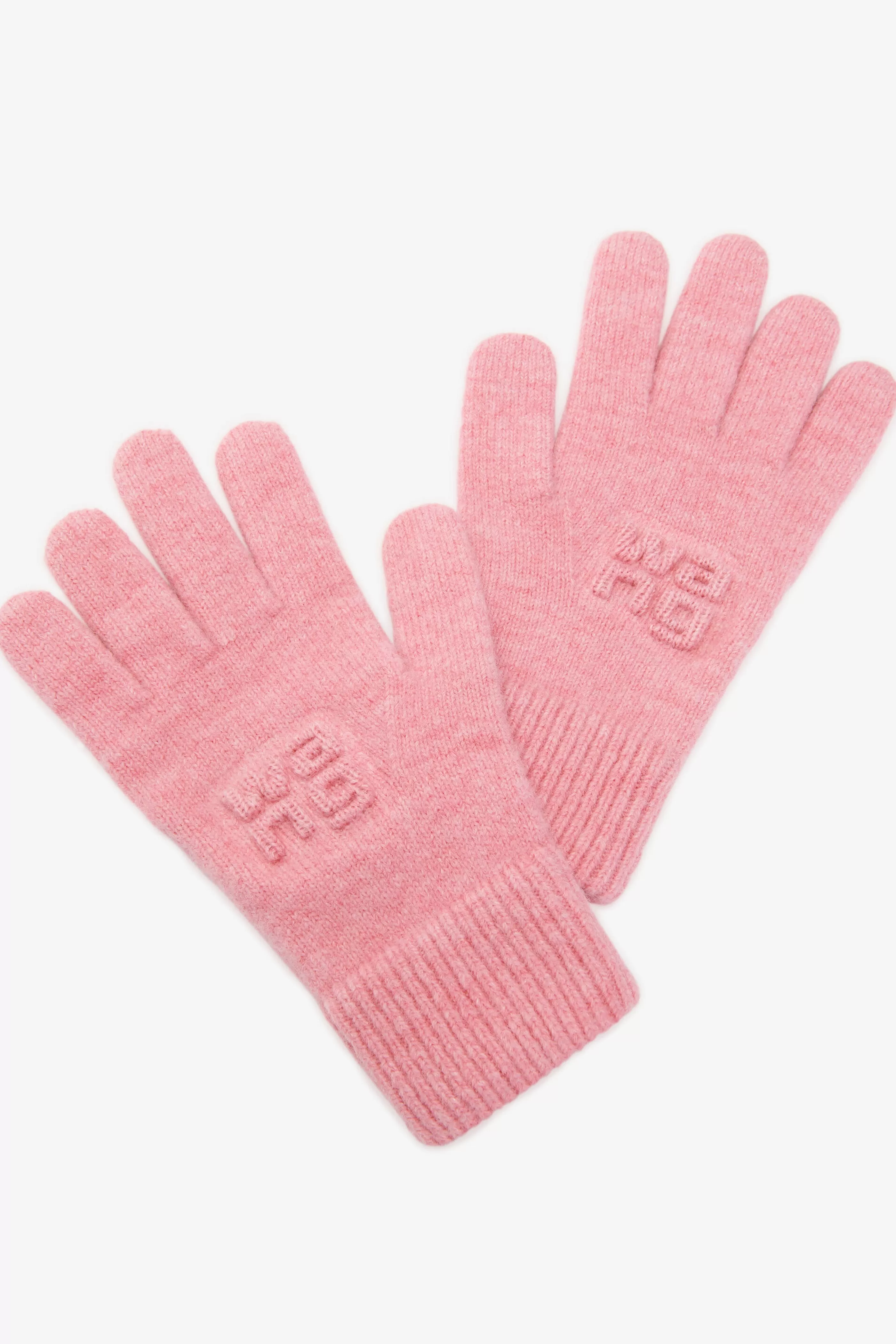 Women Alexander Wang Alexanderwang Embossed Logo Gloves In Stretch Wool