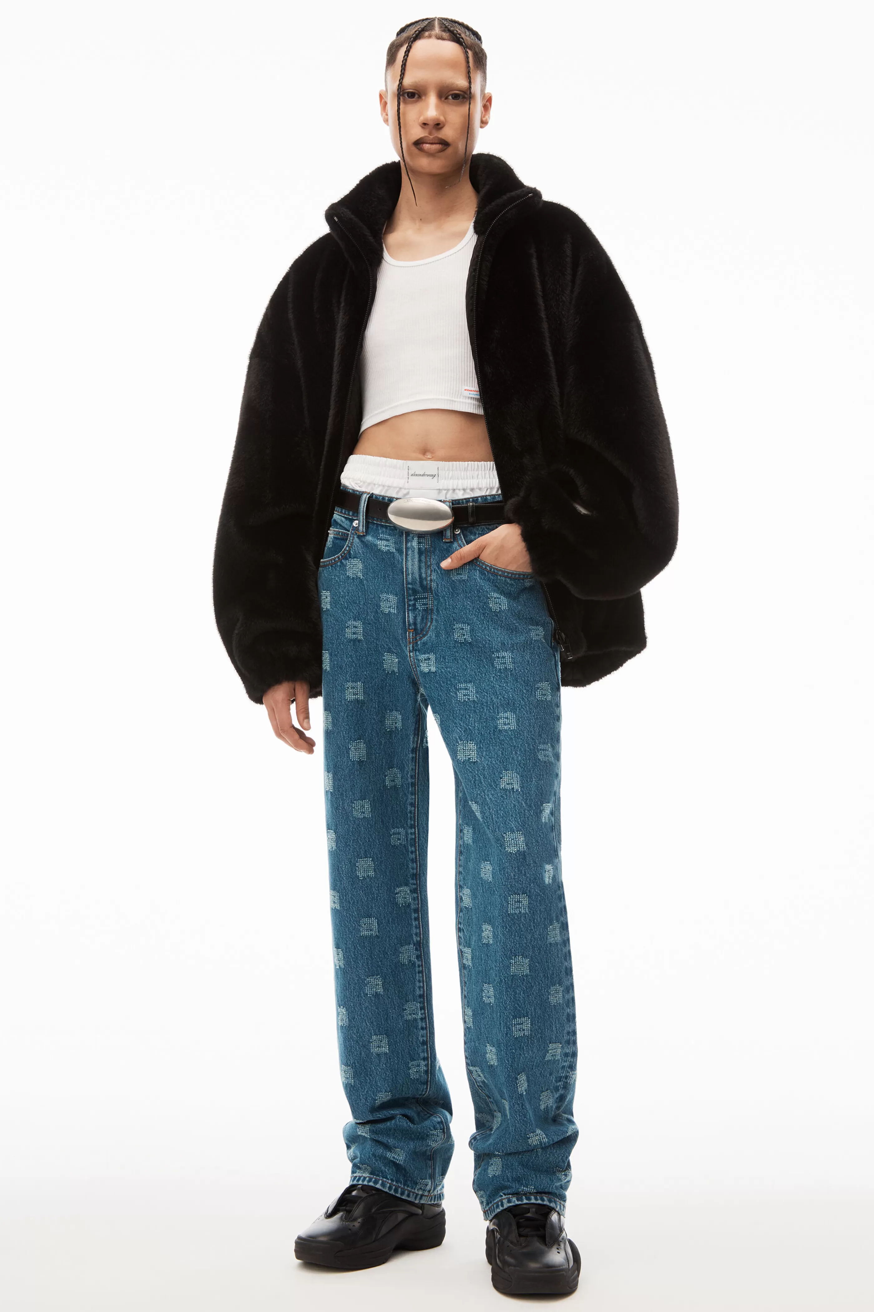 Women Alexander Wang Alexanderwang EZ Mid-rise Straight-leg Jean In Denim