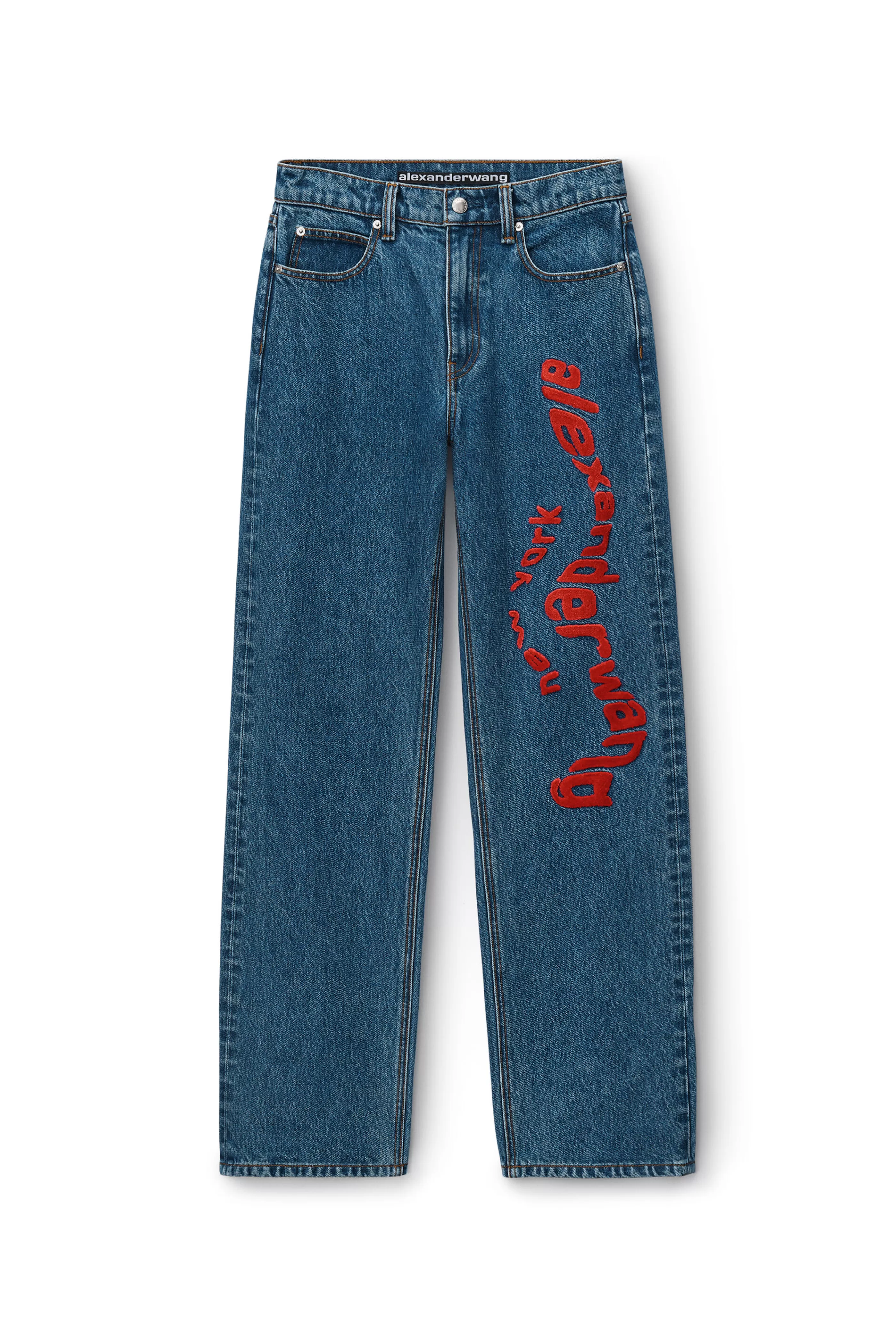 Women Alexander Wang Alexanderwang EZ Wavy Logo Jean In Denim