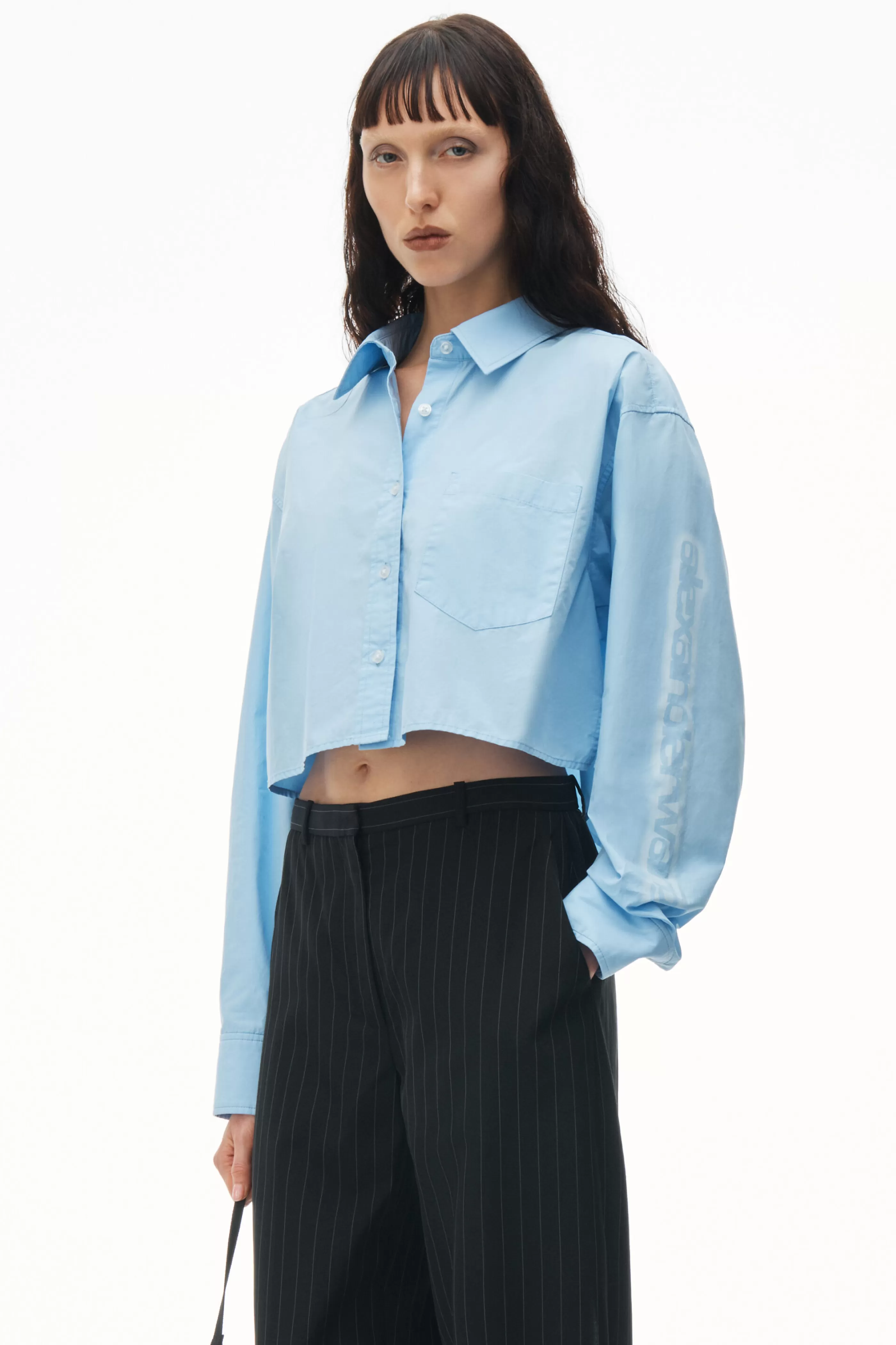 Women Alexander Wang Alexanderwang Halo Print Cropped Button-up Shirt