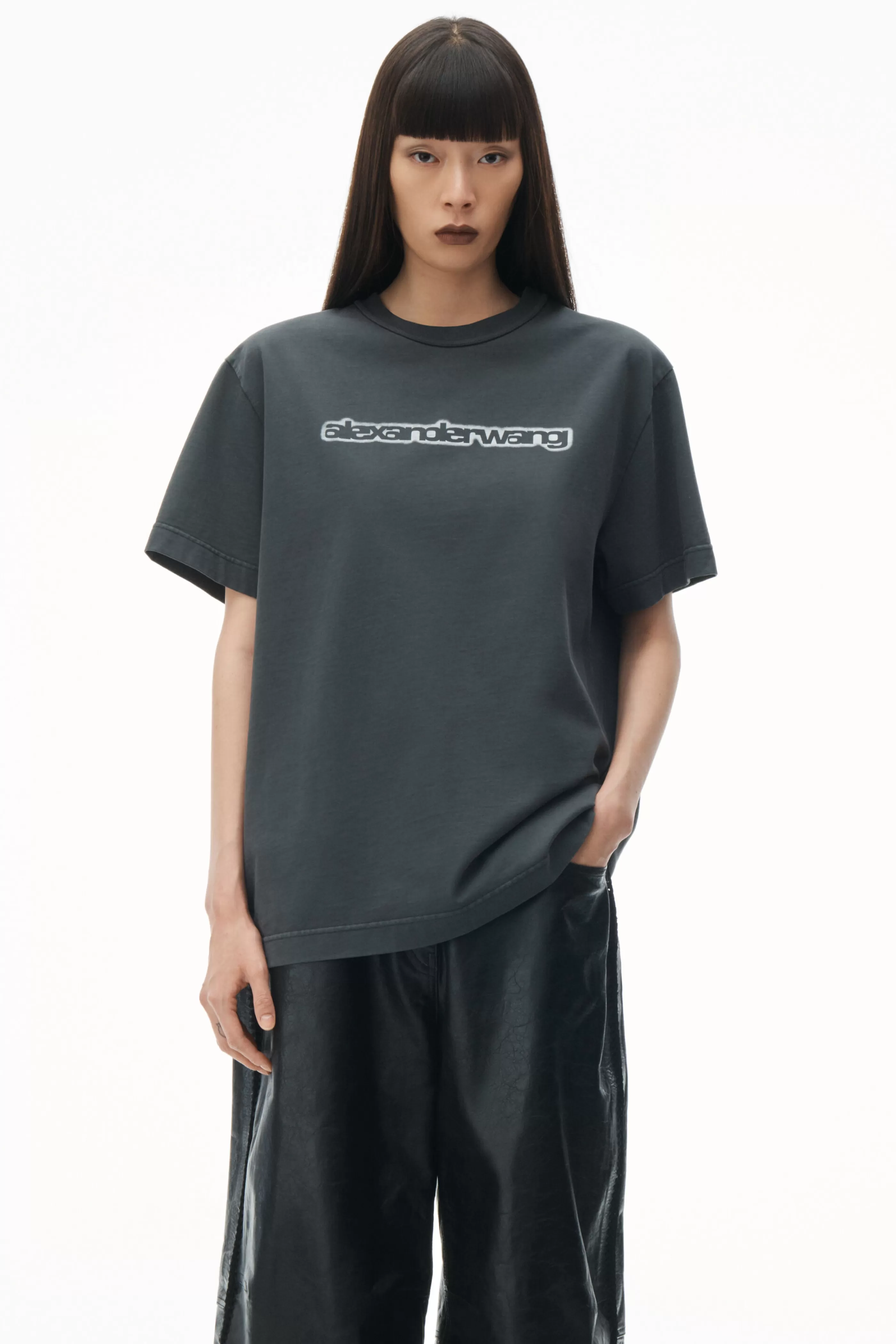 Women Alexander Wang Alexanderwang Halo Print Tee In Cotton Jersey