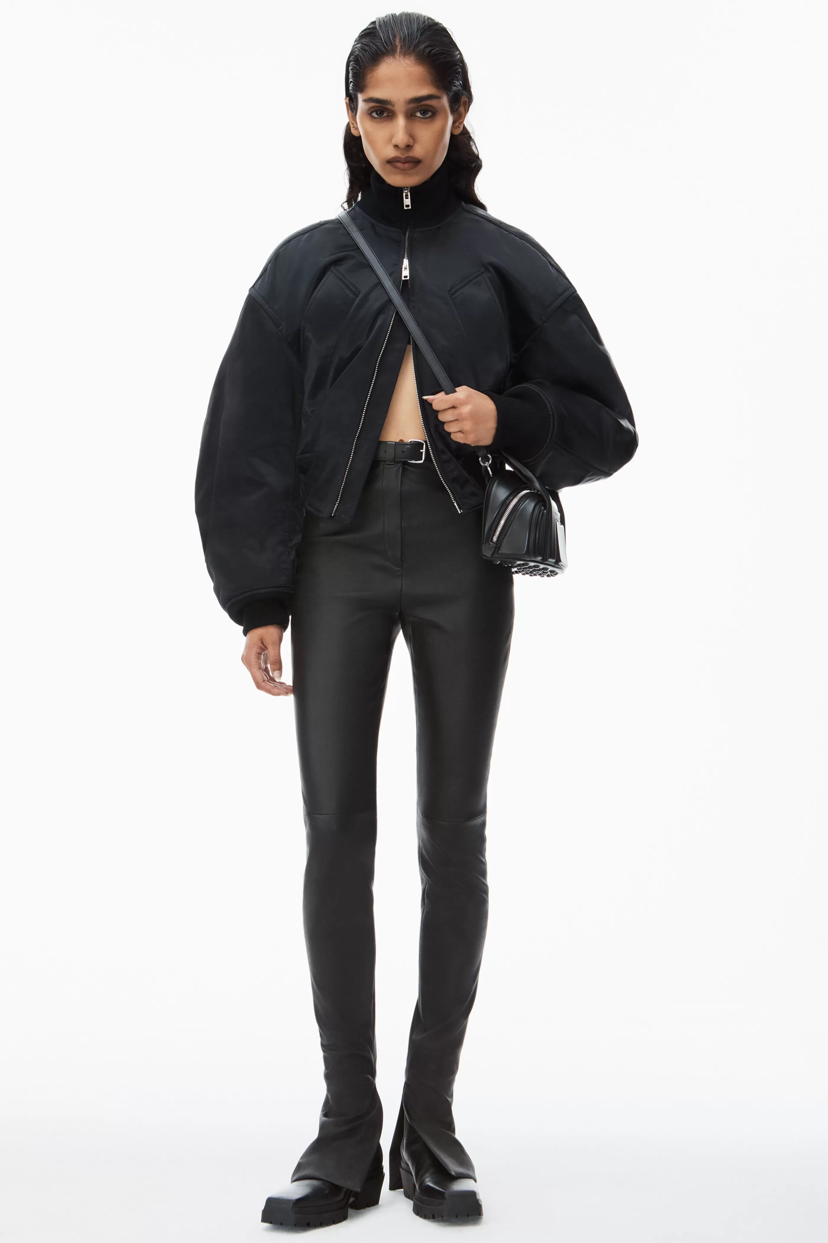 Women Alexander Wang Alexanderwang Lambskin Tailored Legging With Leather Belt