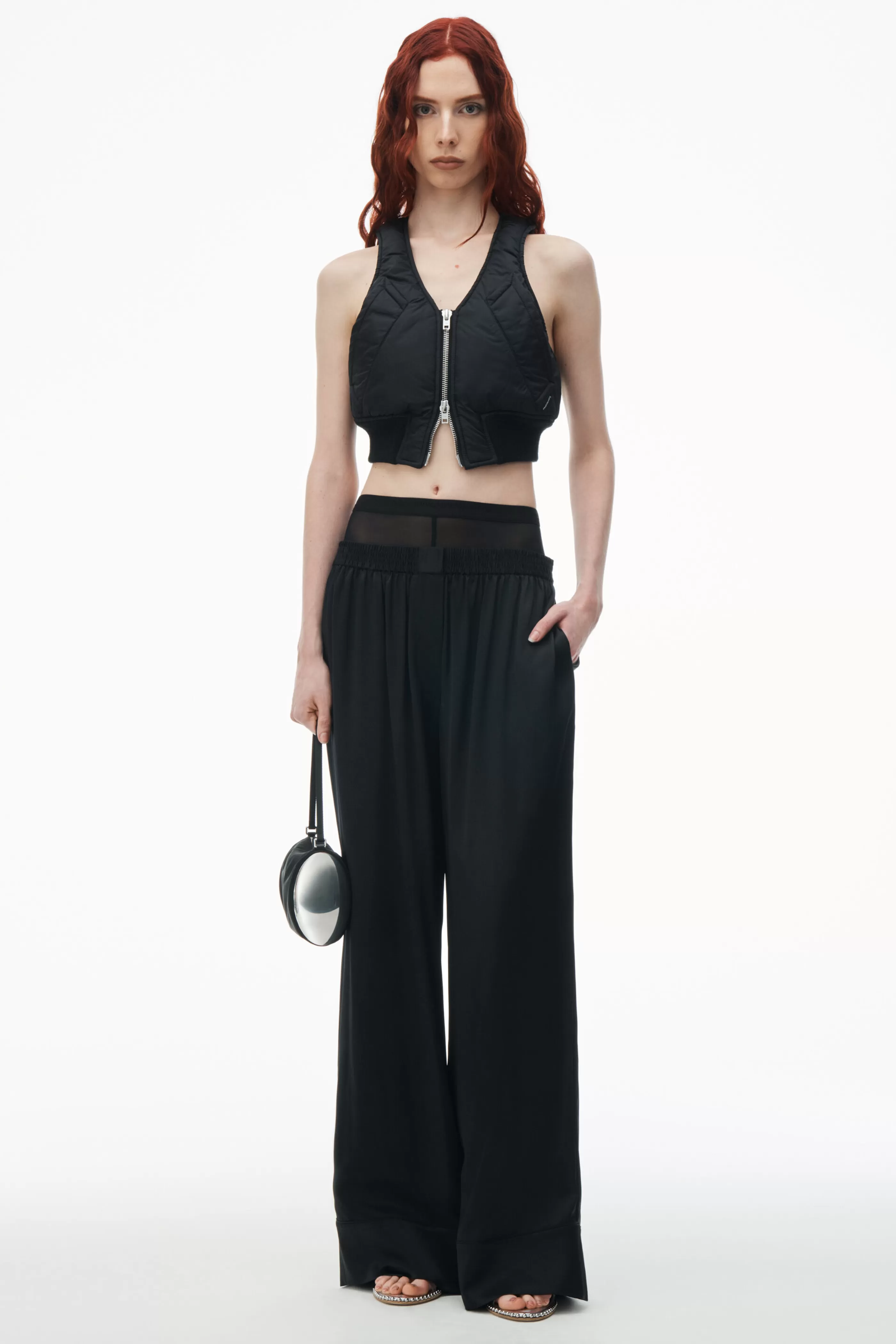 Women Alexander Wang Alexanderwang LAYERED BOXER PANT IN SILK CHARMEUSE