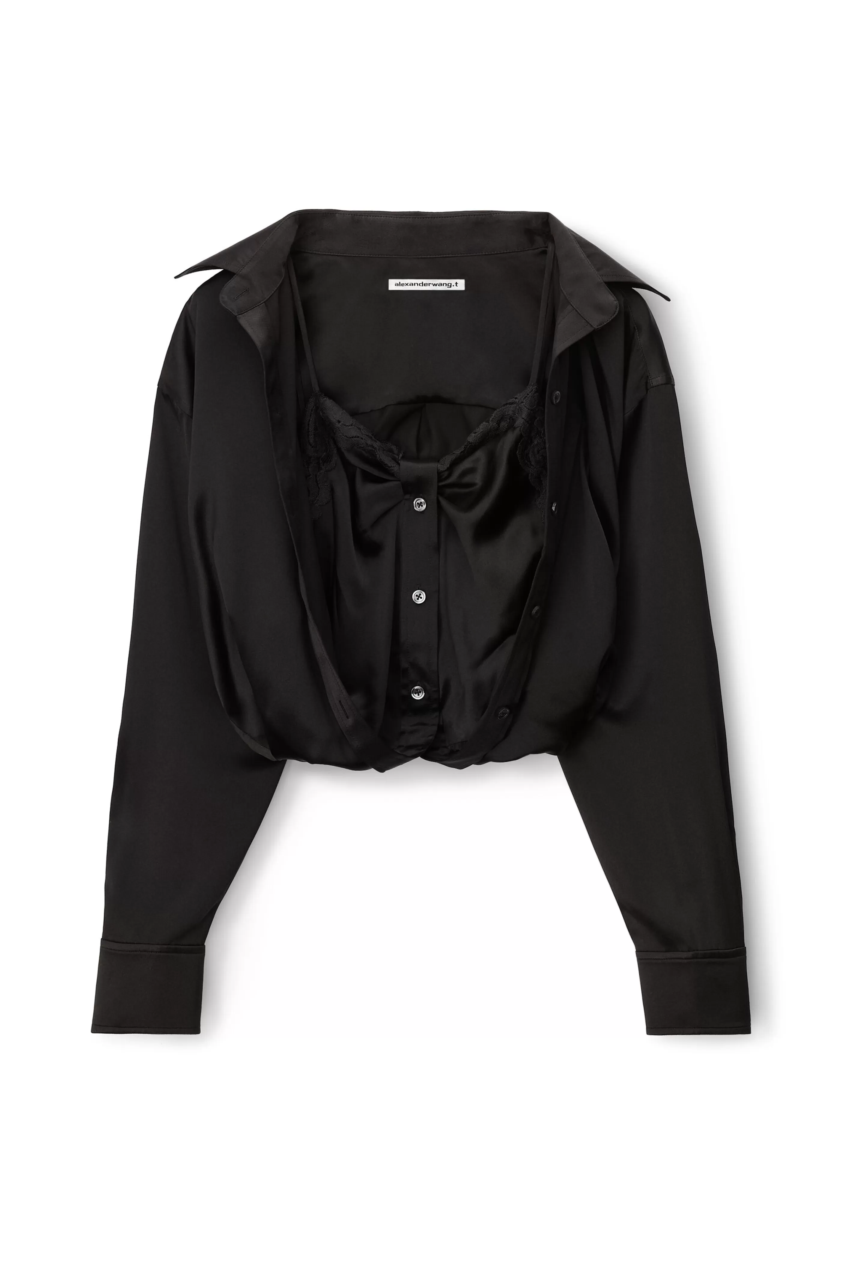 Women Alexander Wang Alexanderwang Layered Button Down In Silk Charmeuse