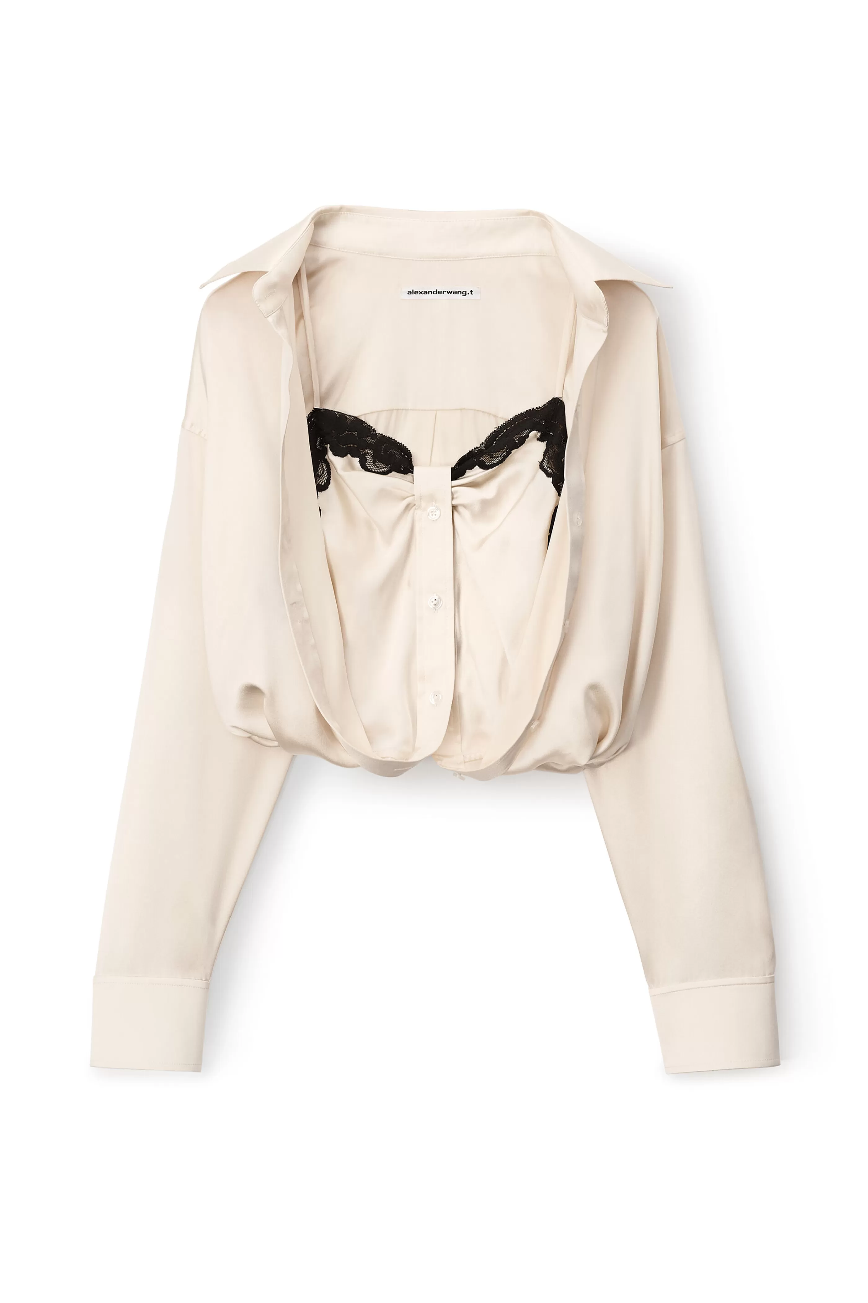 Women Alexander Wang Alexanderwang Layered Button Down In Silk Charmeuse