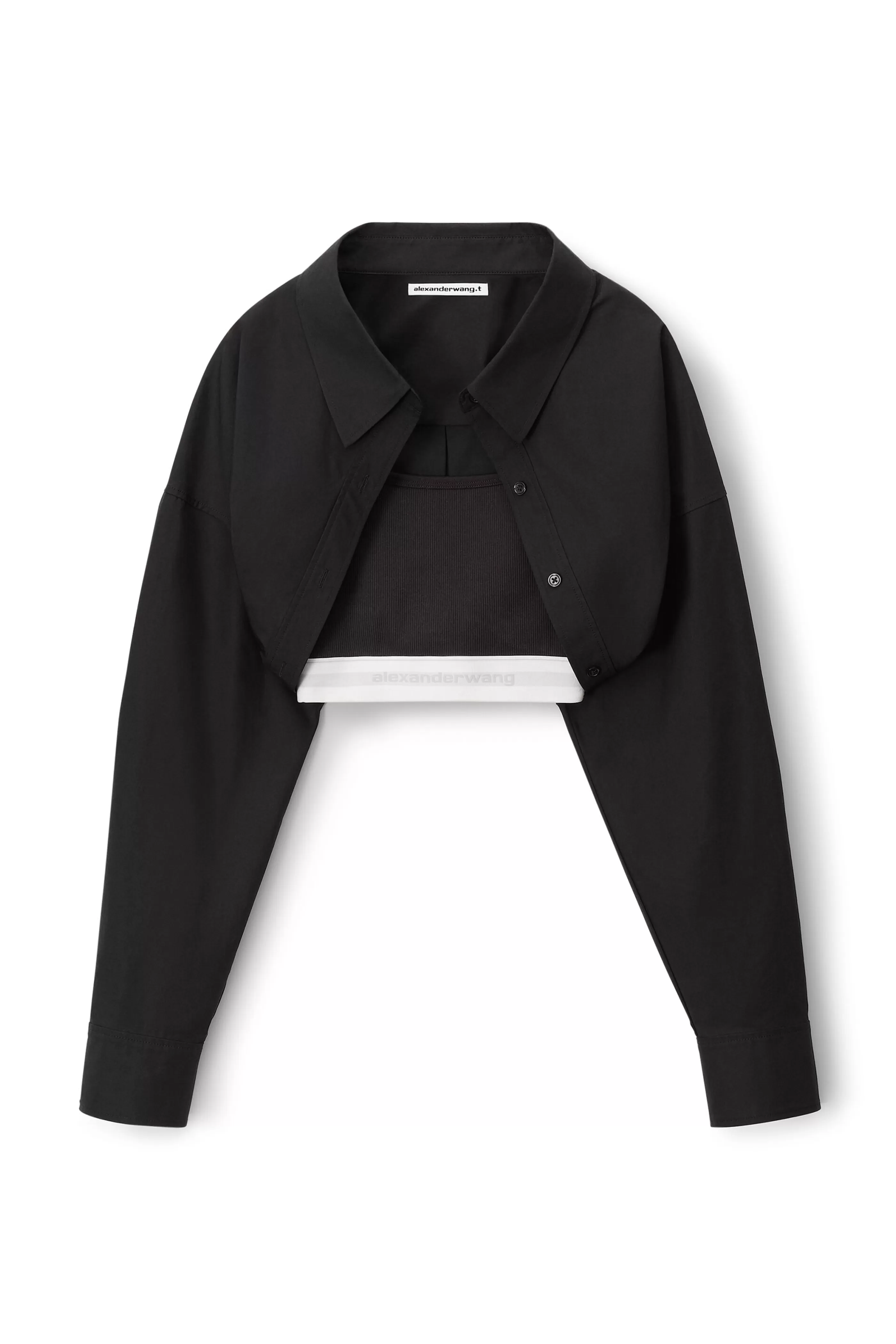 Women Alexander Wang Alexanderwang Layered Crop Bolero In Compact Cotton