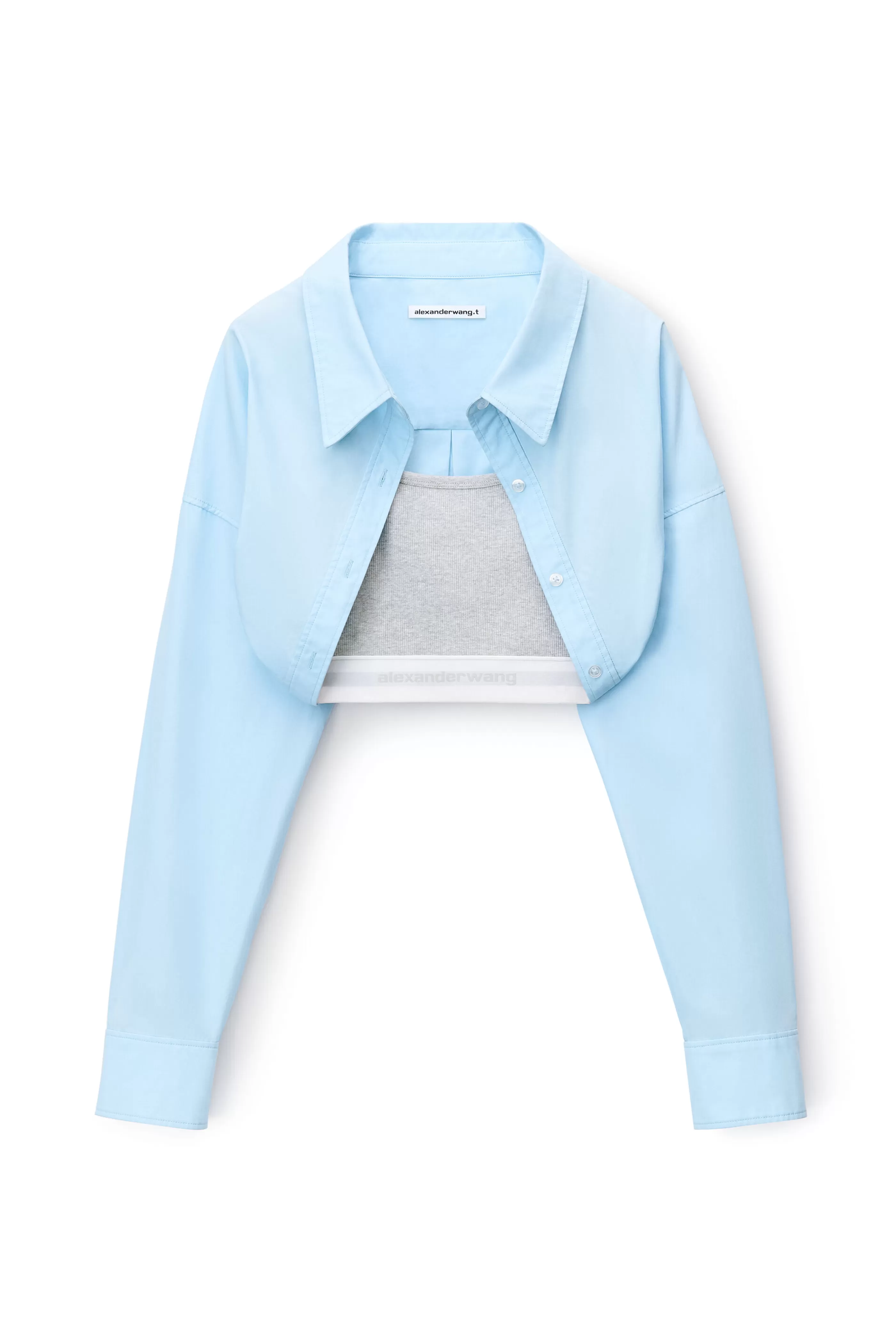 Women Alexander Wang Alexanderwang Layered Crop Bolero In Compact Cotton