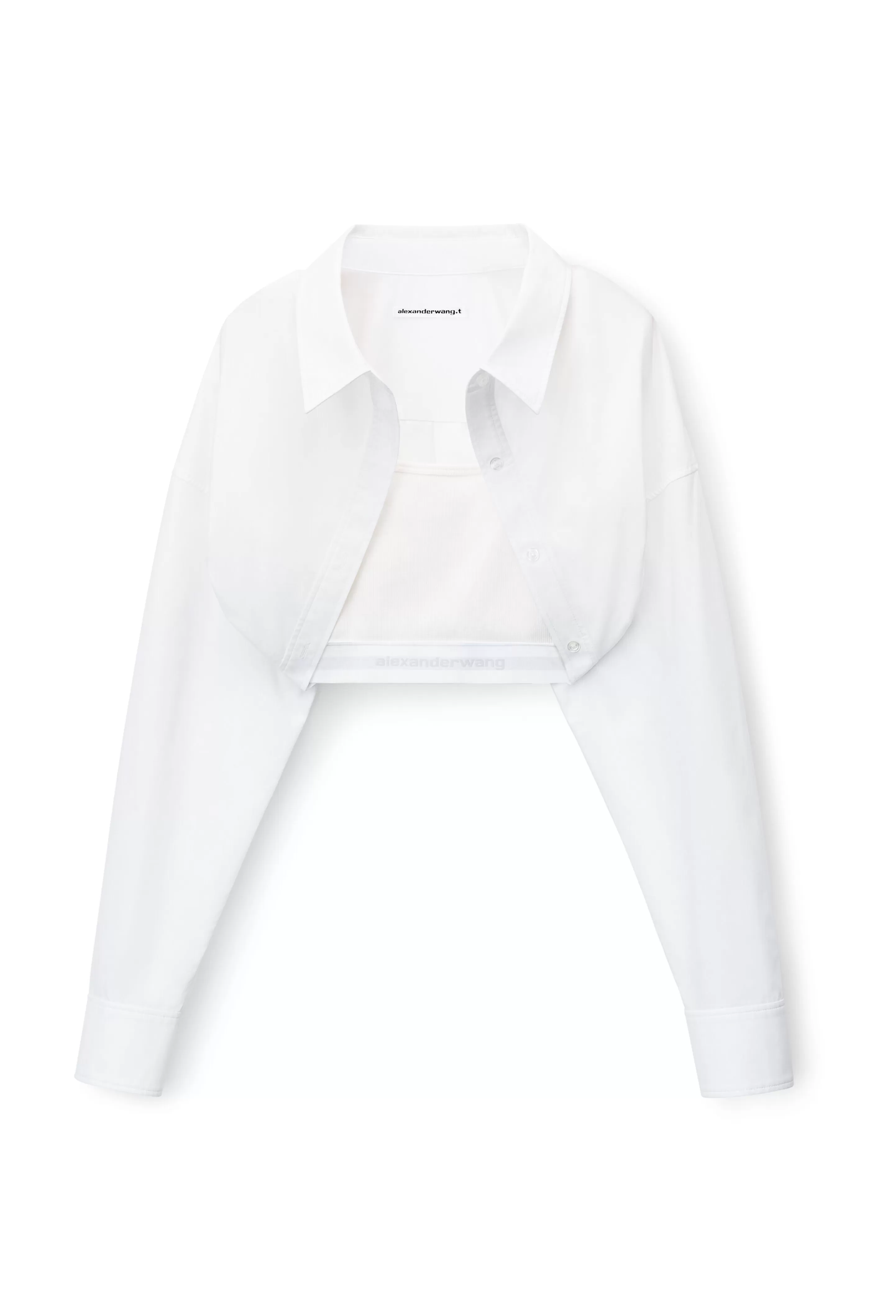 Women Alexander Wang Alexanderwang Layered Crop Bolero In Compact Cotton