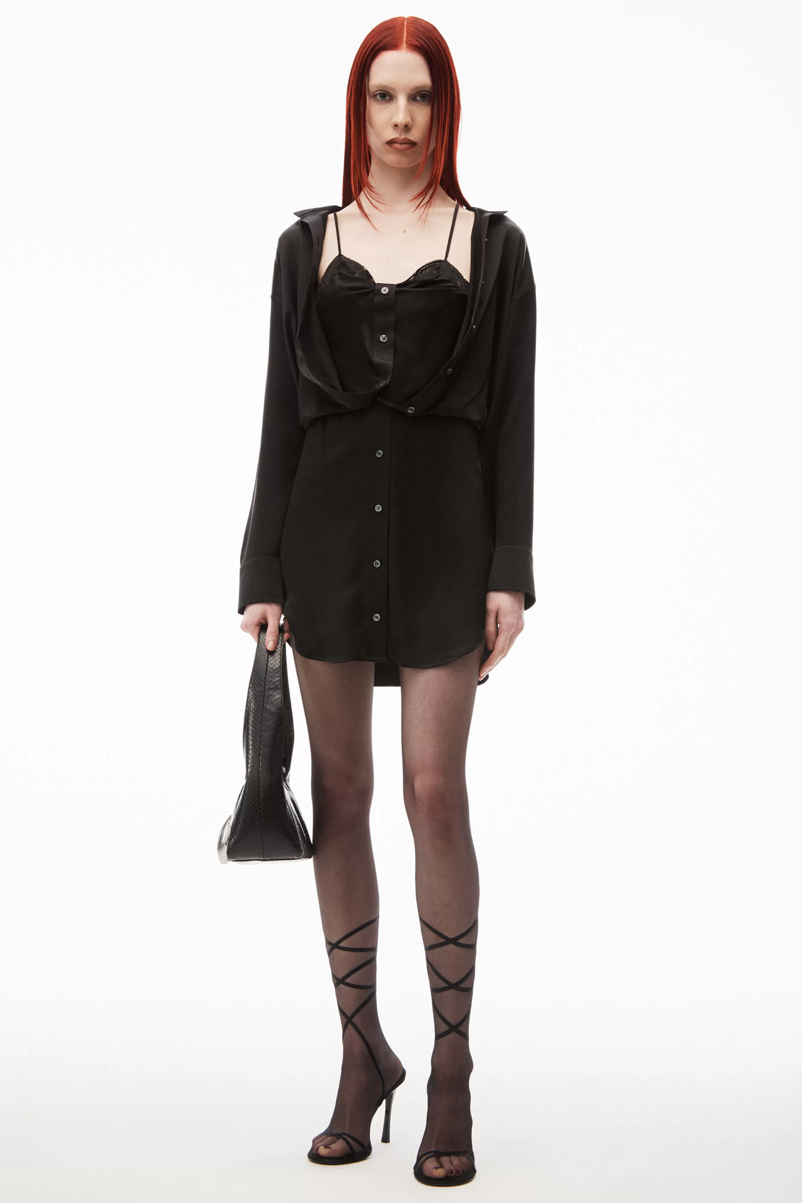 Women Alexander Wang Alexanderwang Layered Shirt Dress In Silk Charmeuse