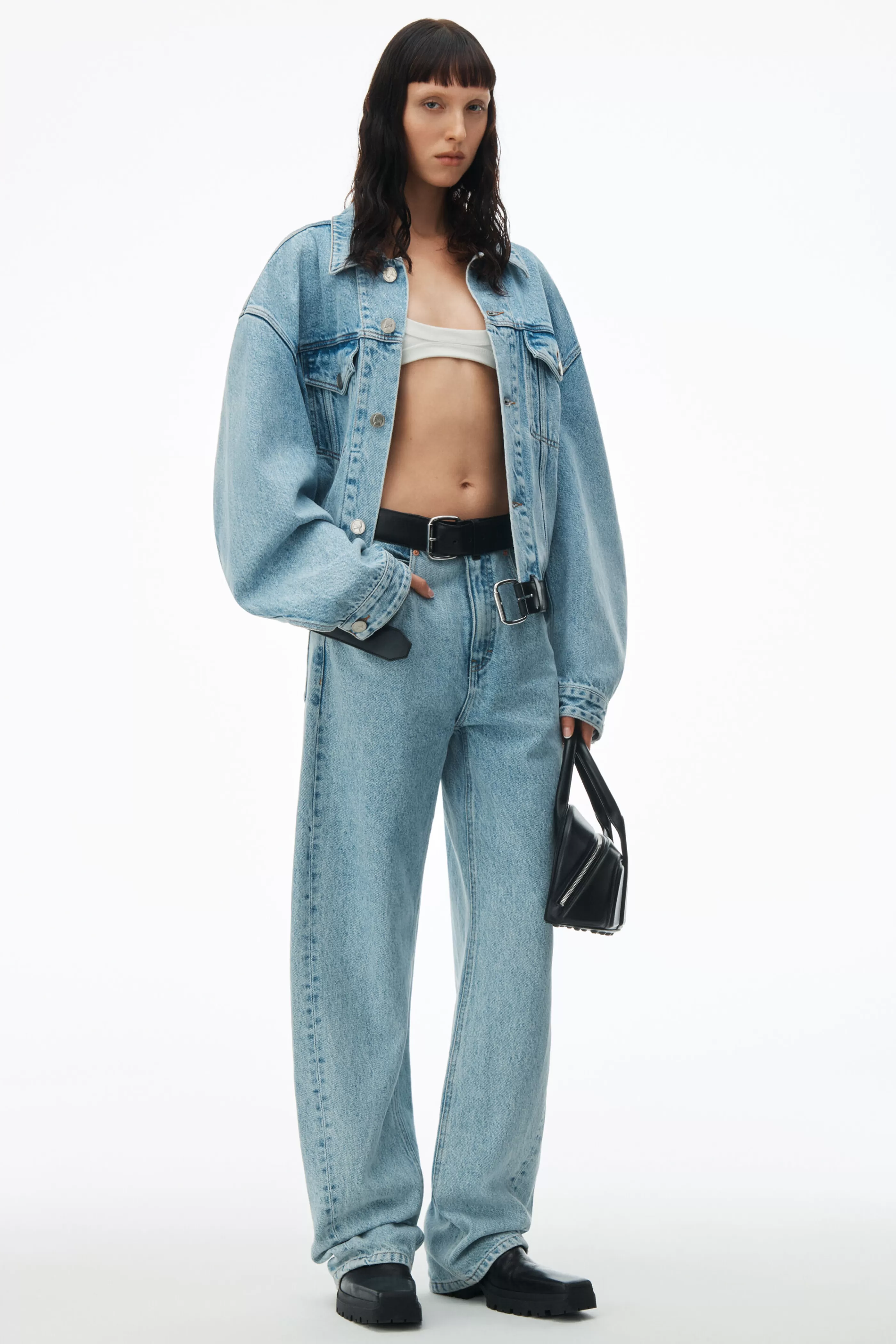 Women Alexander Wang Alexanderwang Leather Belted Balloon Jeans