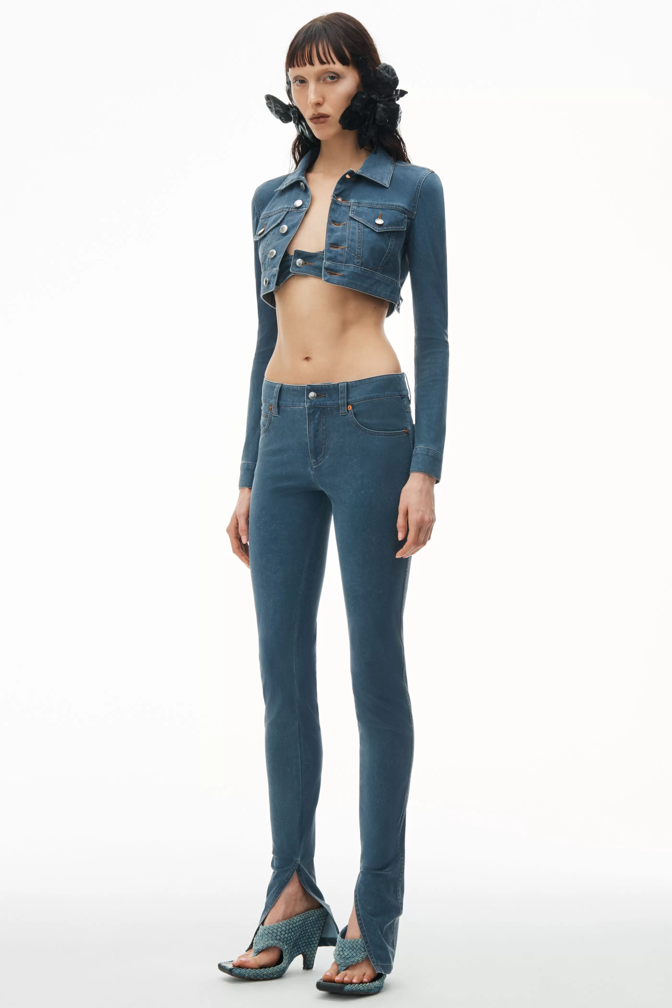 Women Alexander Wang Alexanderwang Legging In Denim Trompe-L'oeil