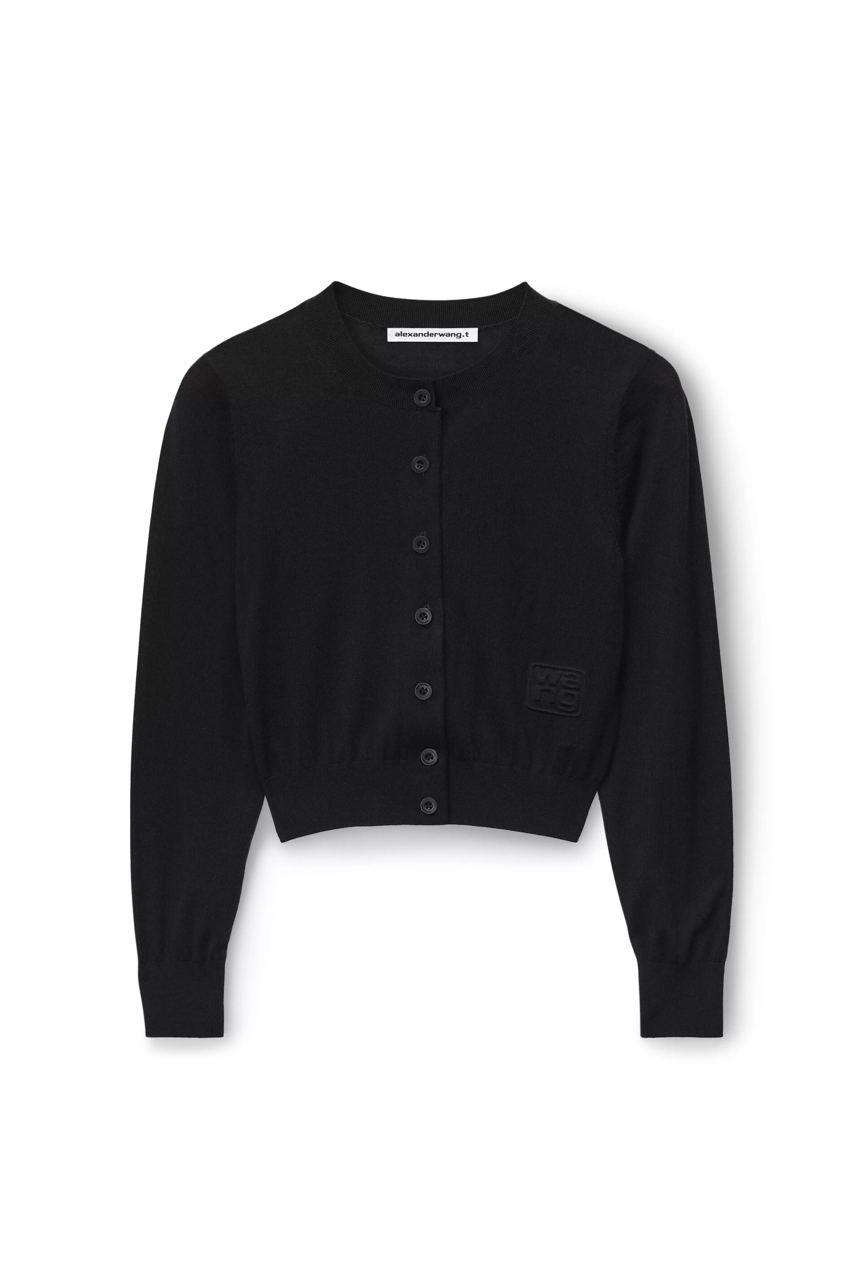 Women Alexander Wang Alexanderwang Logo Cropped Cardi In Superfine Merino