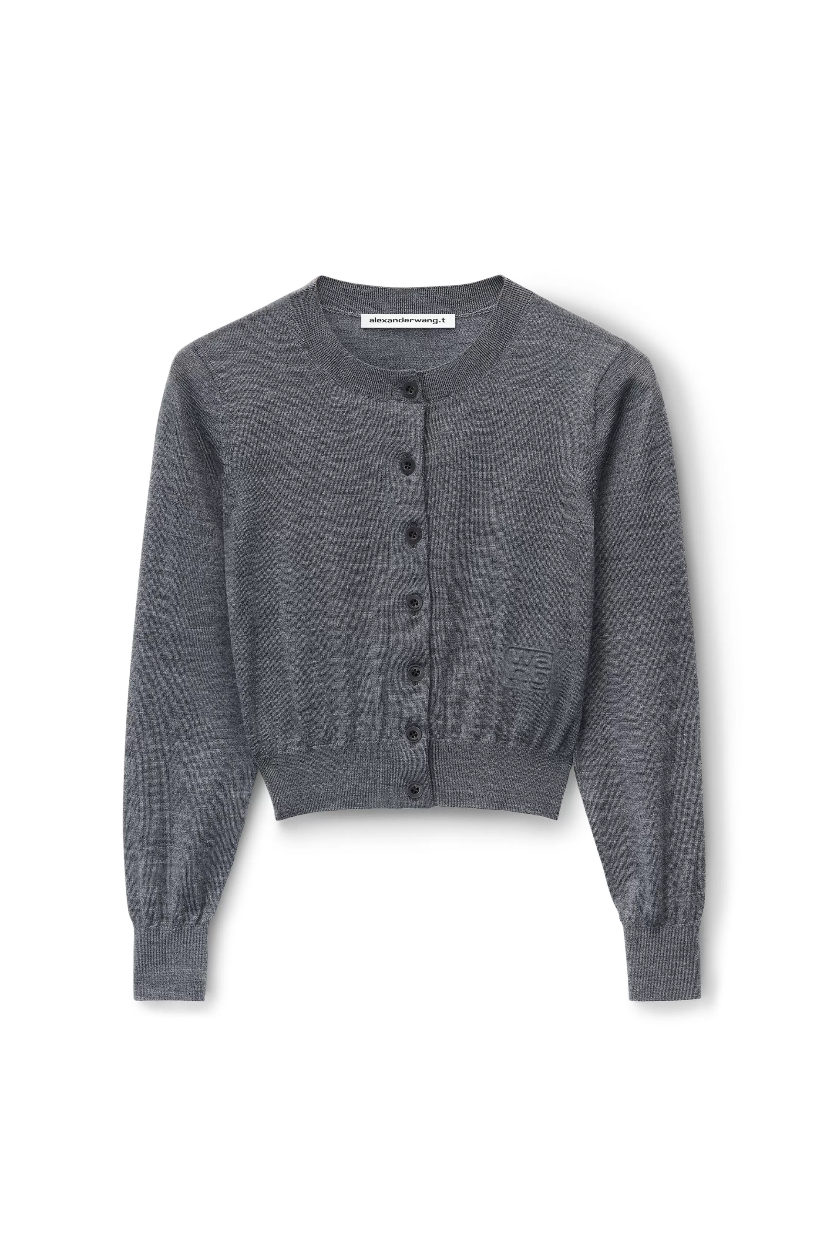 Women Alexander Wang Alexanderwang Logo Cropped Cardi In Superfine Merino